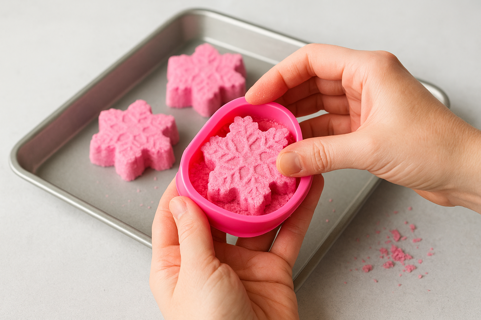 Step 3. Mould, freeze and cure the bath bombs