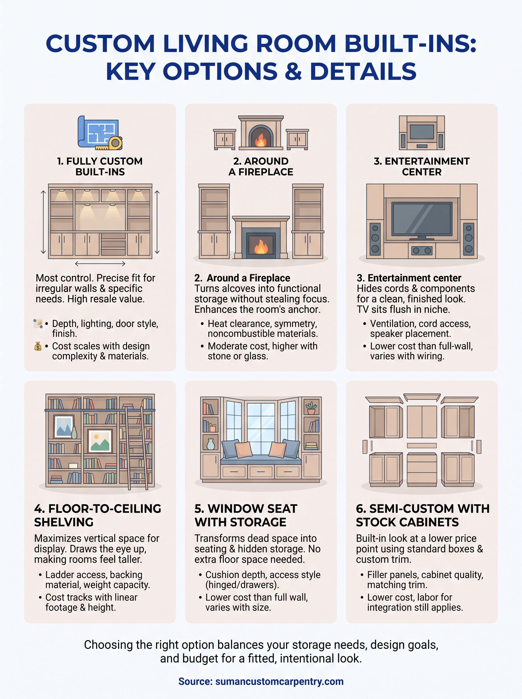 custom built ins living room infographic