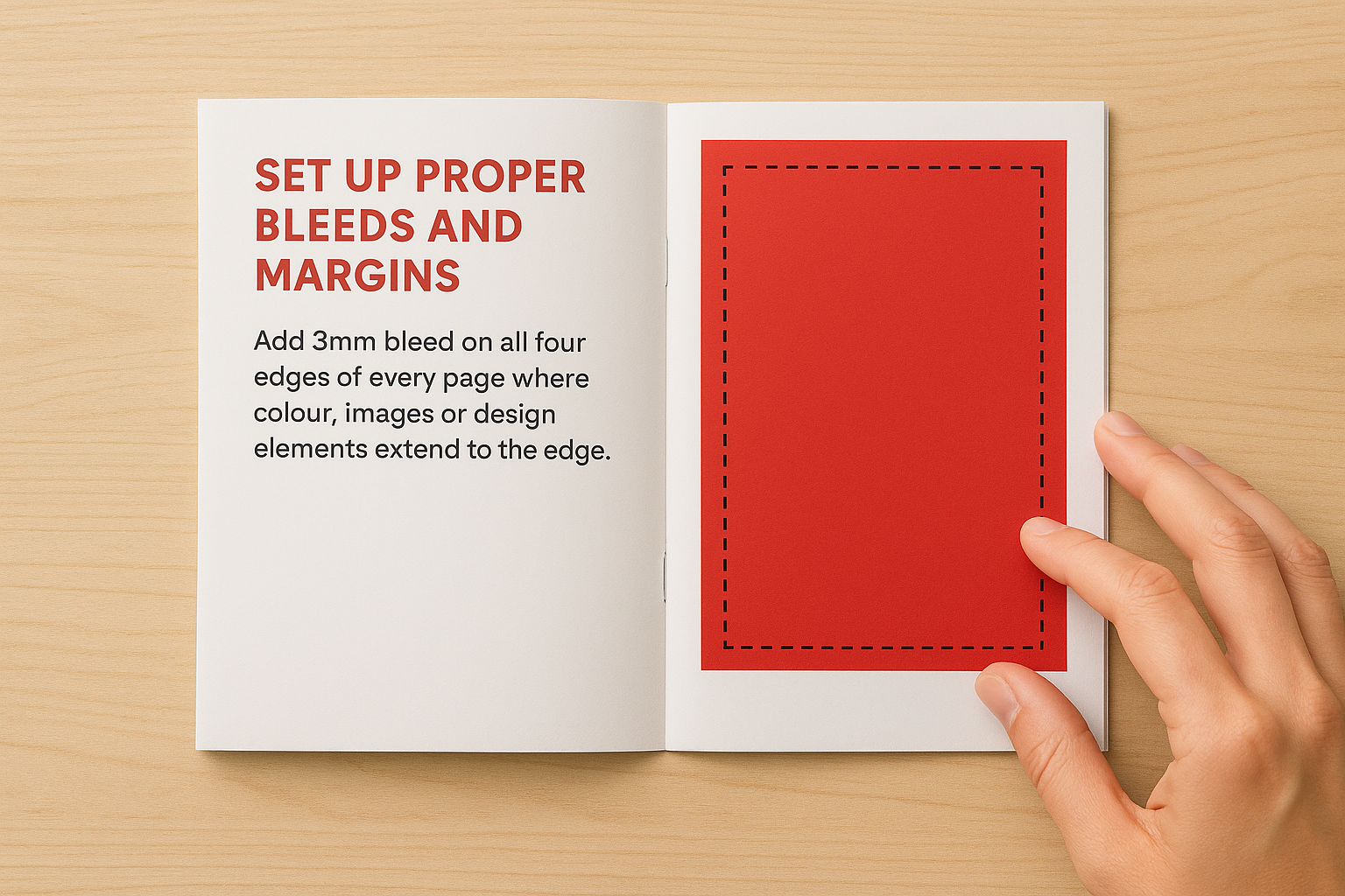 Set up proper bleeds and margins