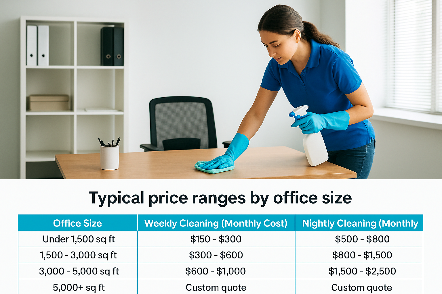 Typical price ranges by office size