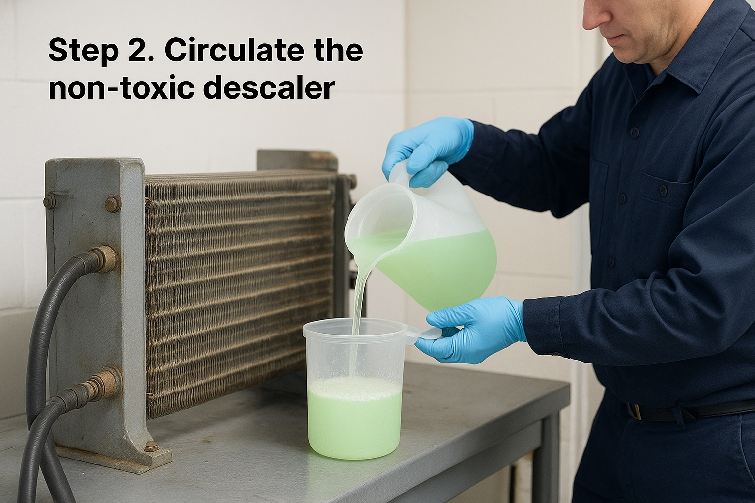 Step 2. Circulate the non-toxic descaler