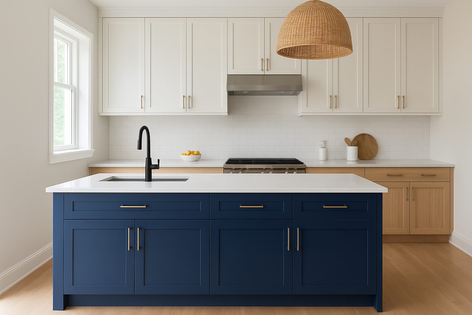 5. Mix two cabinet colors for a modern contrast