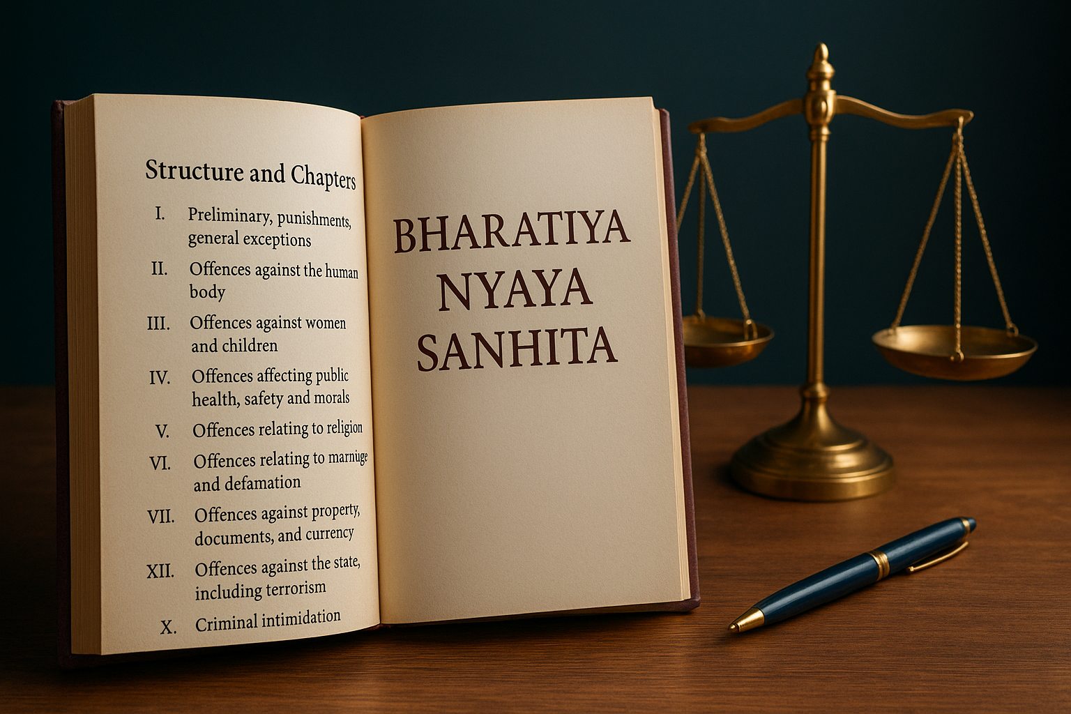 Structure and chapters of the Bharatiya Nyaya Sanhita
