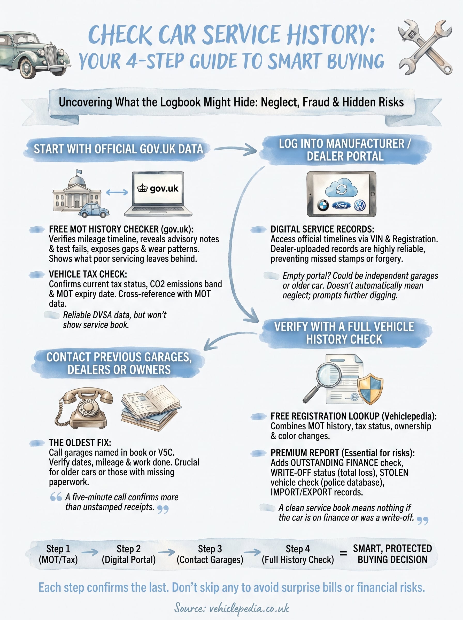 check service history of car infographic
