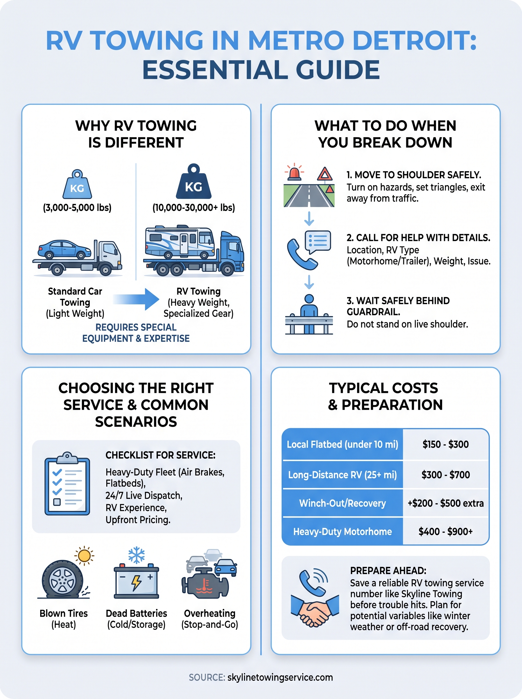 RV Towing Service: What Metro Detroit RVers Should Know rv towing service infographic
