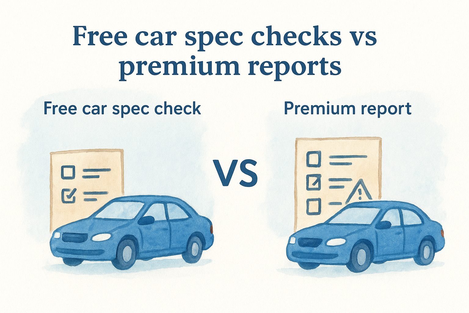 Free car spec checks vs premium reports