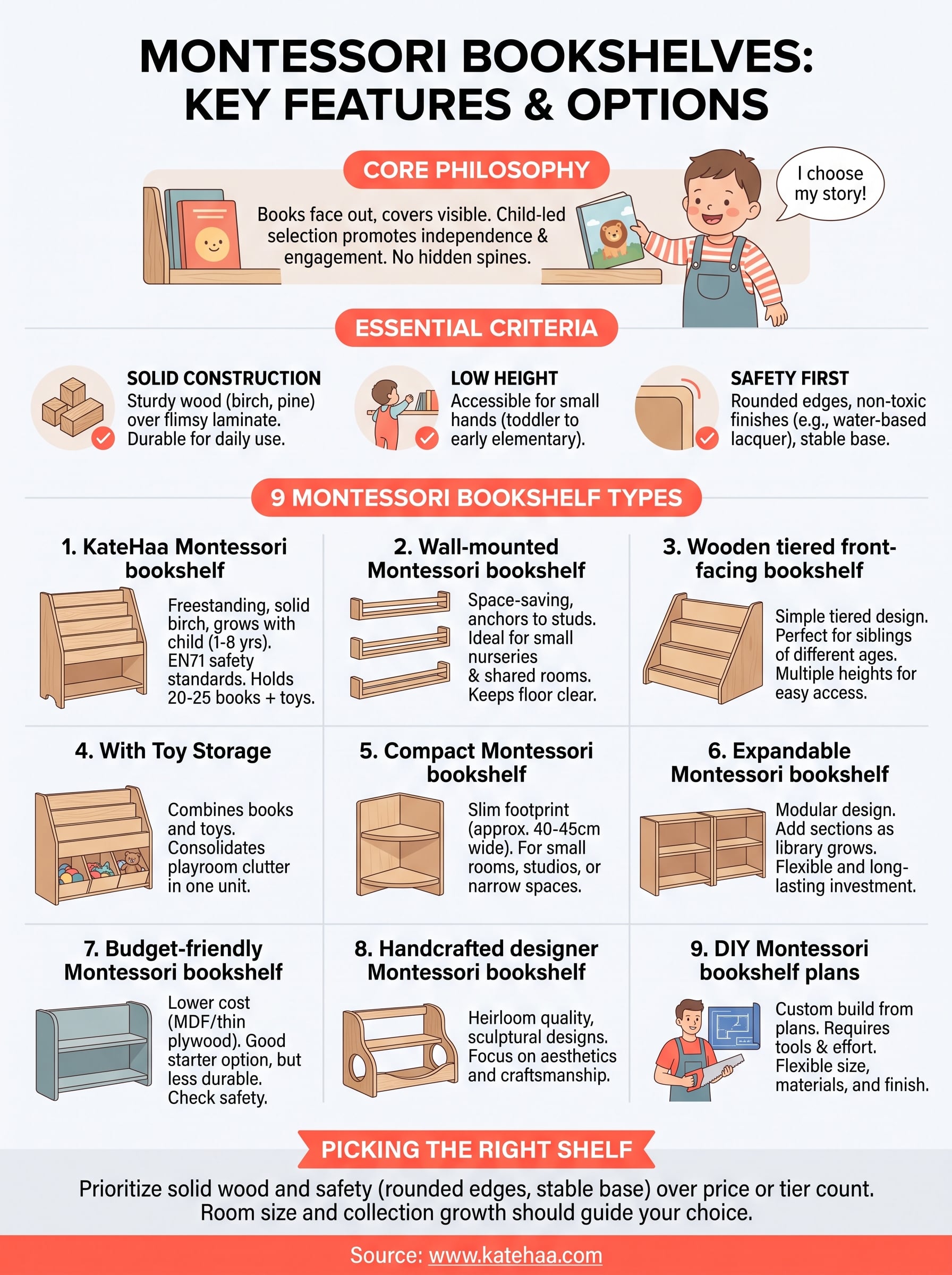 montessori bookshelf infographic