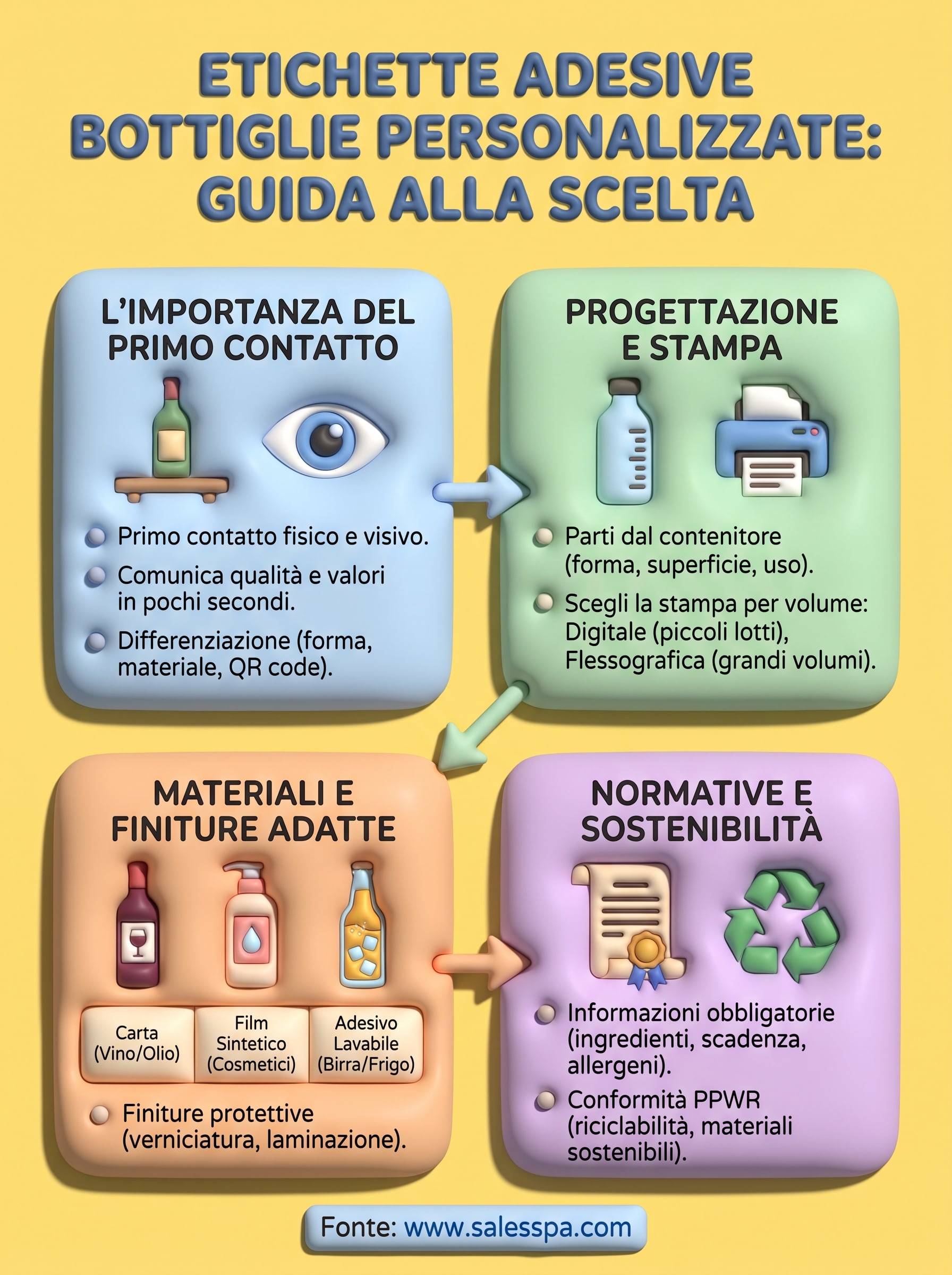 etichette adesive bottiglie personalizzate infographic