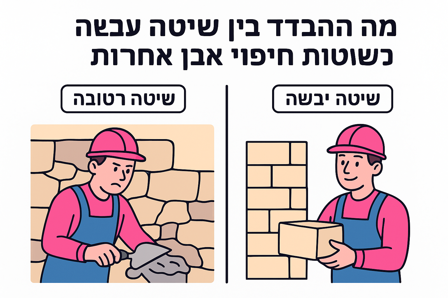 מה ההבדל בין שיטה יבשה לשיטות חיפוי אבן אחרות