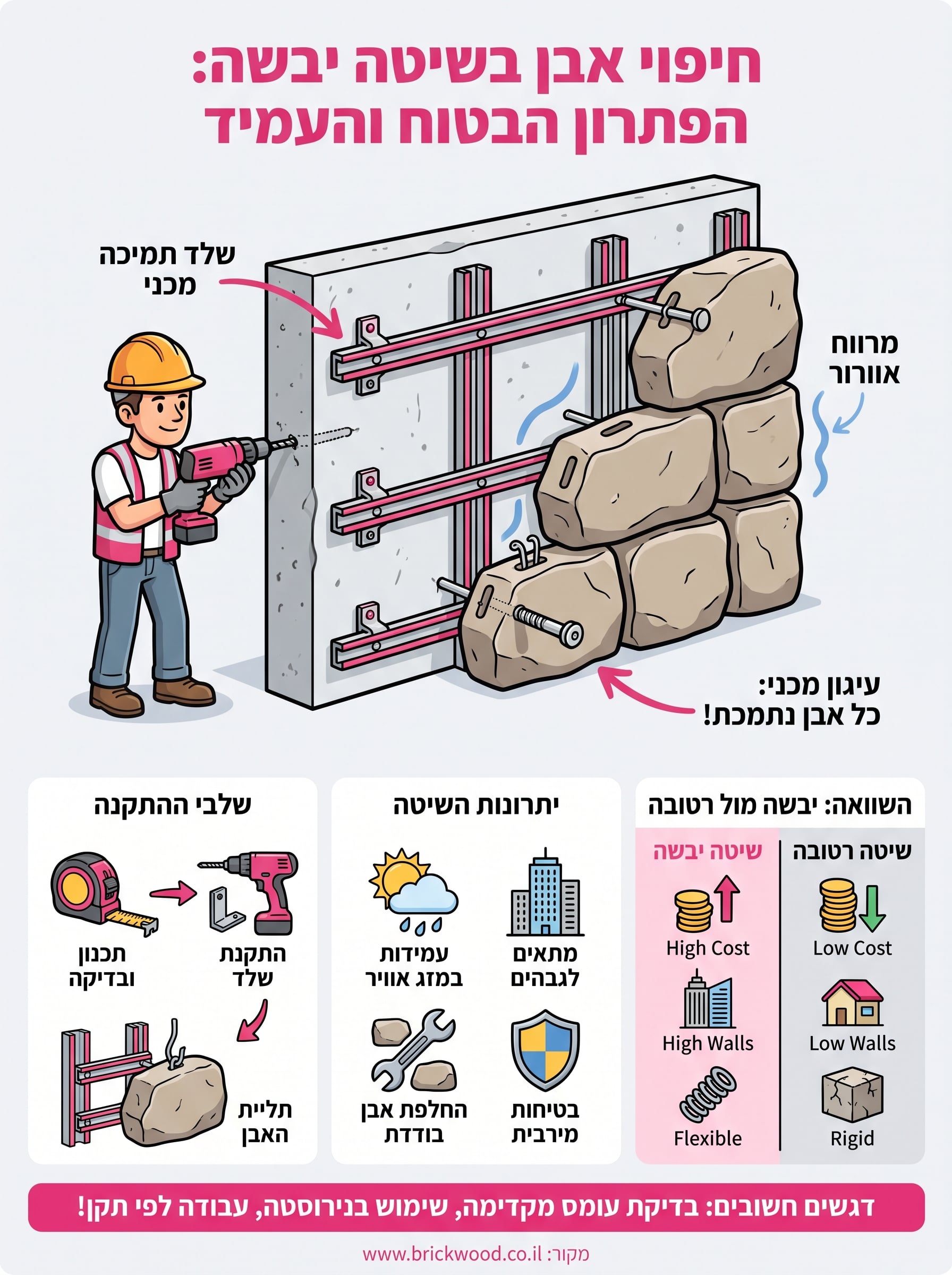 פרט חיפוי אבן בשיטה יבשה infographic