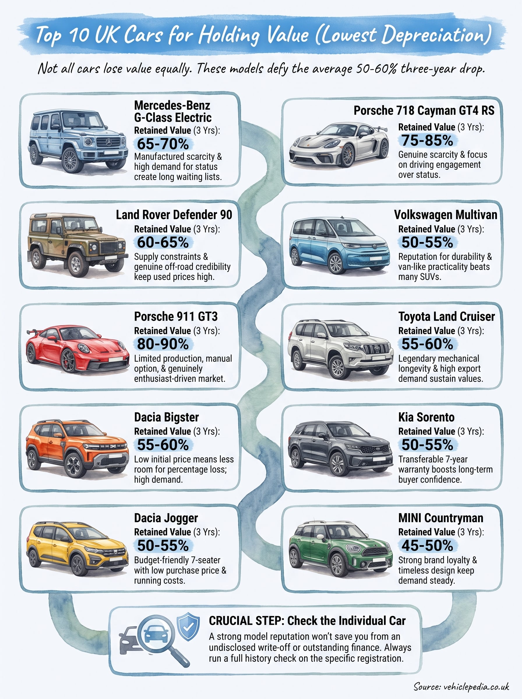 cars with lowest depreciation uk infographic