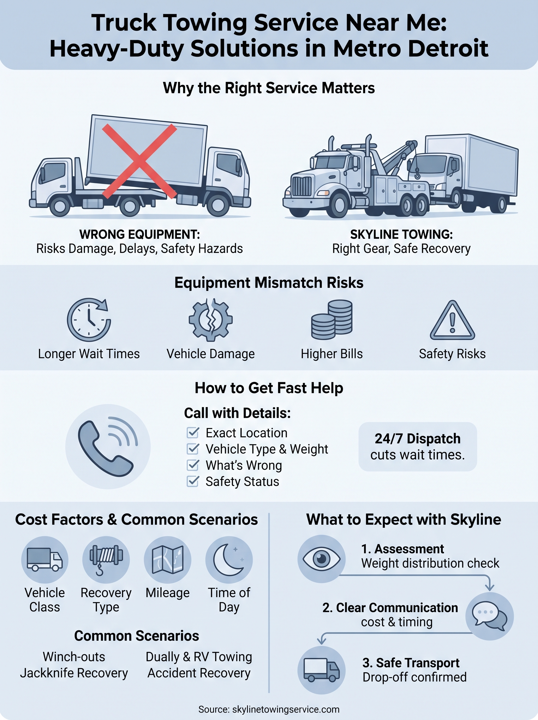 Truck Towing Service Near Me: Detroit's 24/7 Heavy Tow Help truck towing service near me infographic