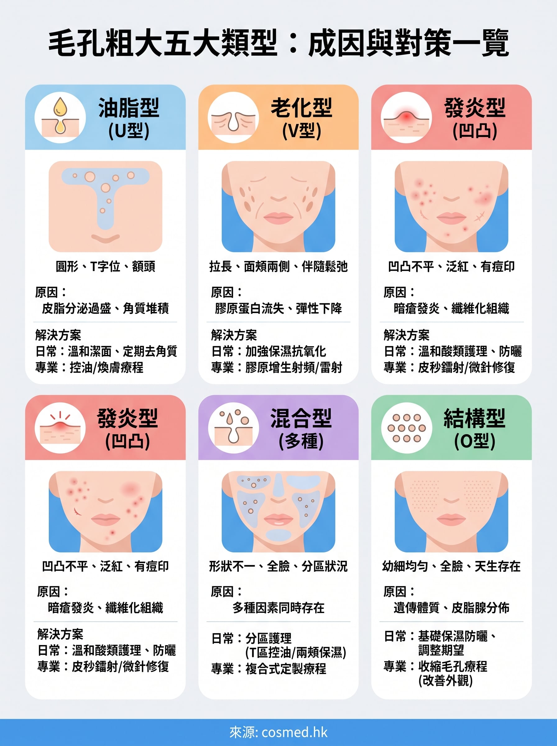 毛孔粗大類型 infographic