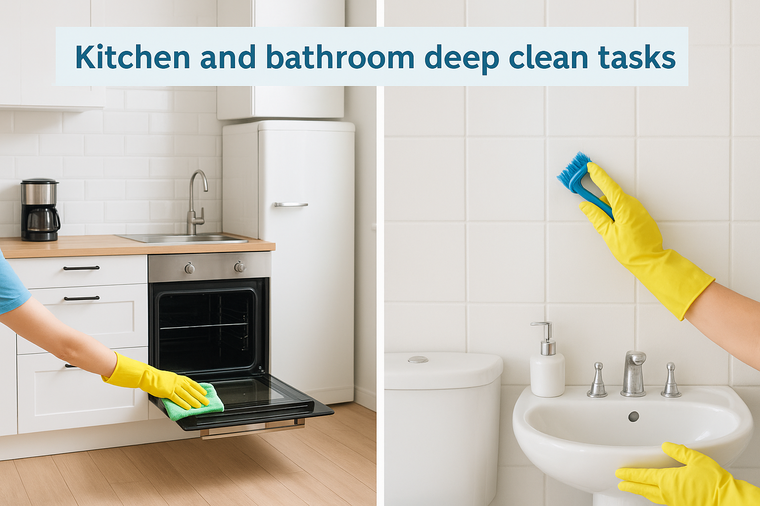 Kitchen and bathroom deep clean tasks