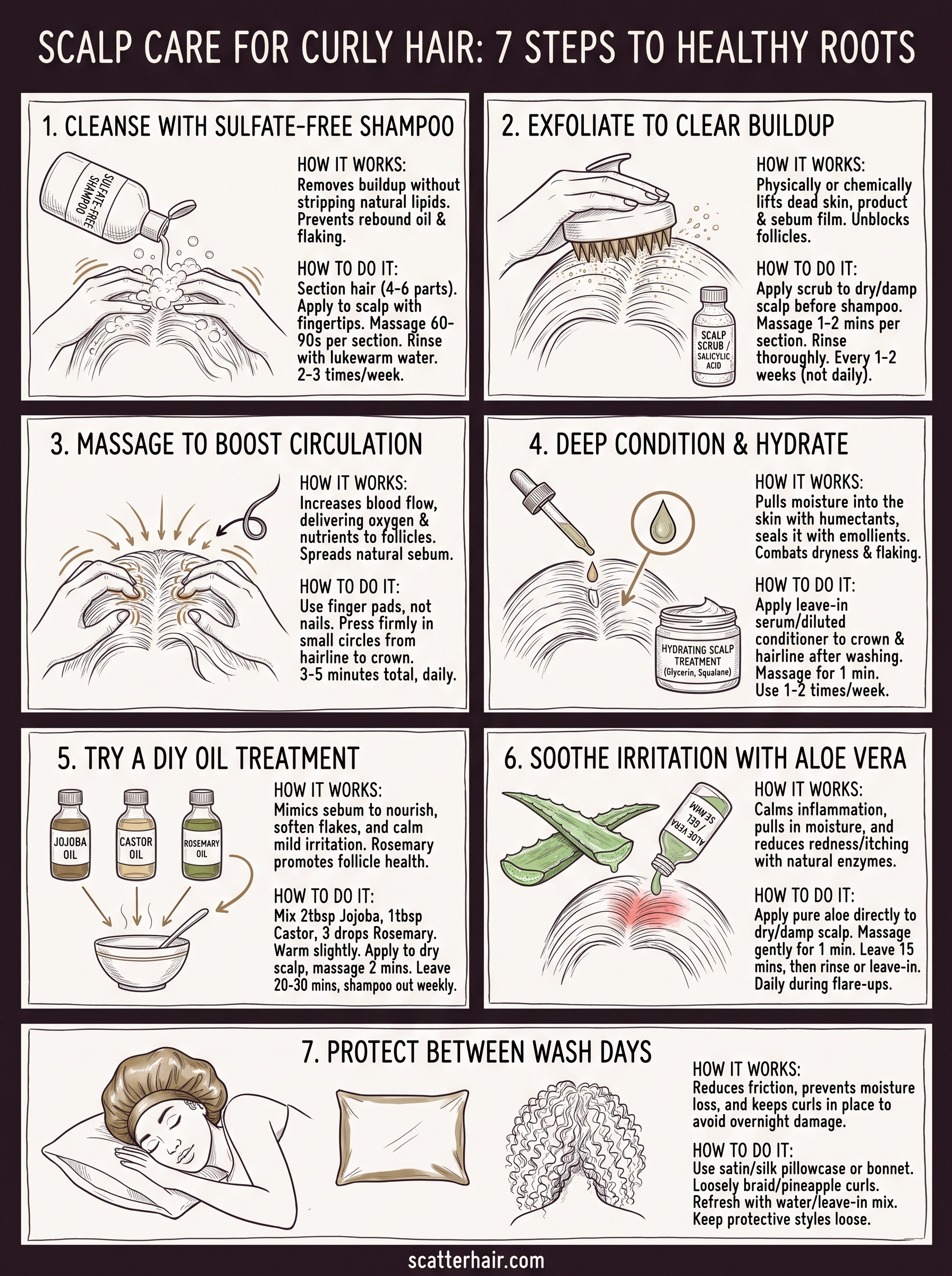 scalp care for curly hair infographic