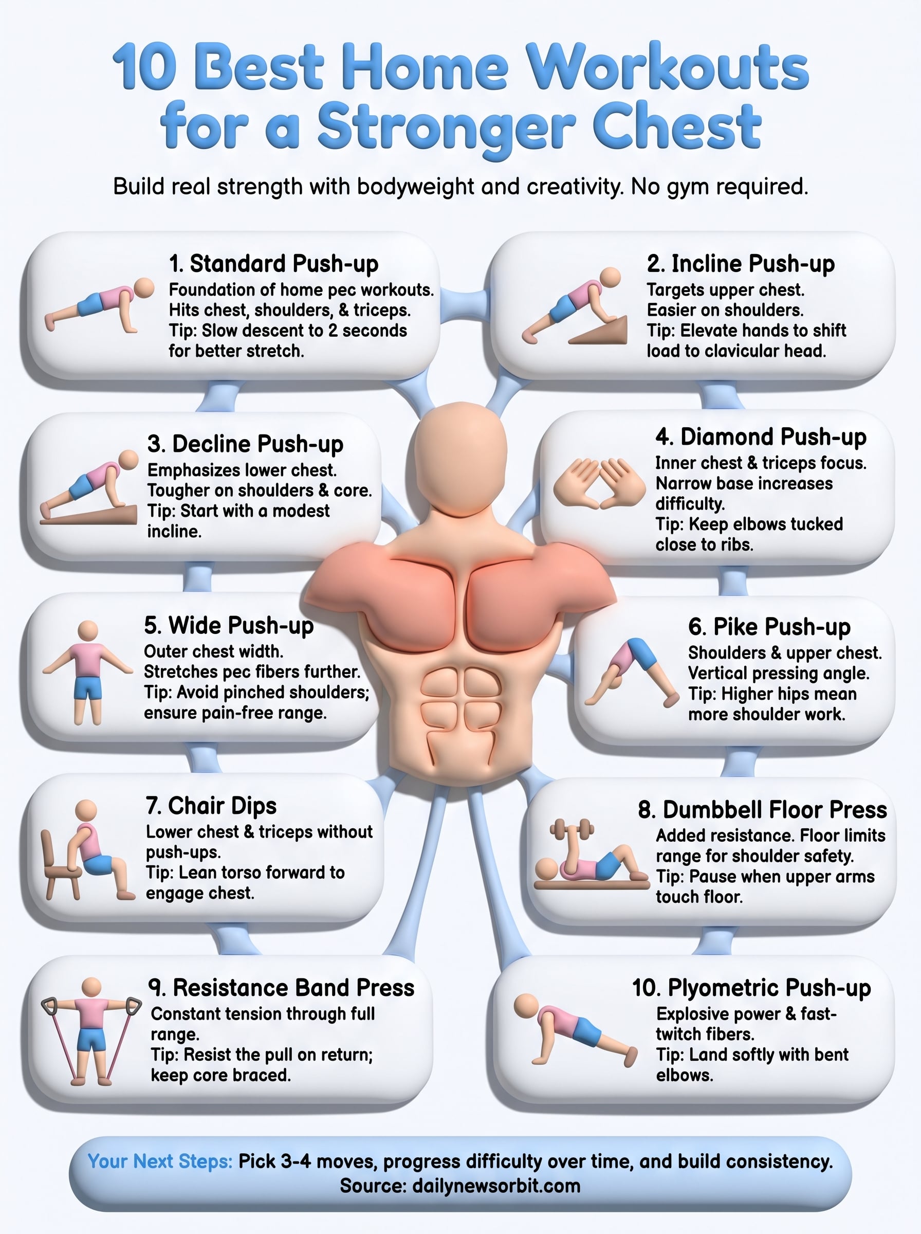 home workouts chest infographic