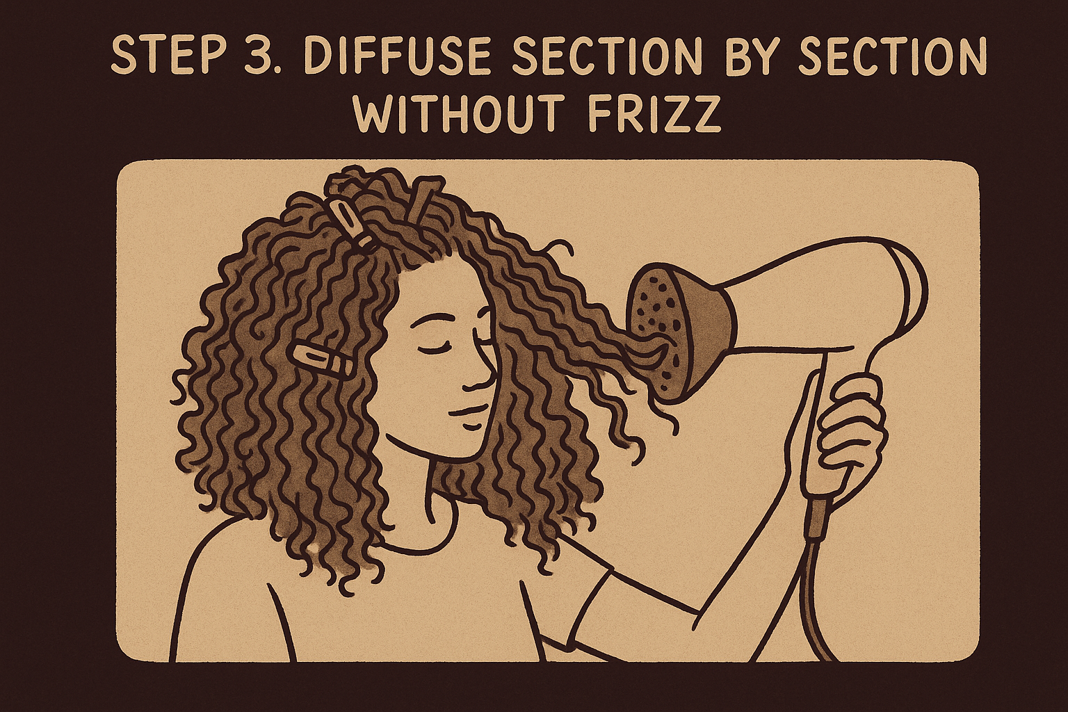 Step 3. Diffuse section by section without frizz