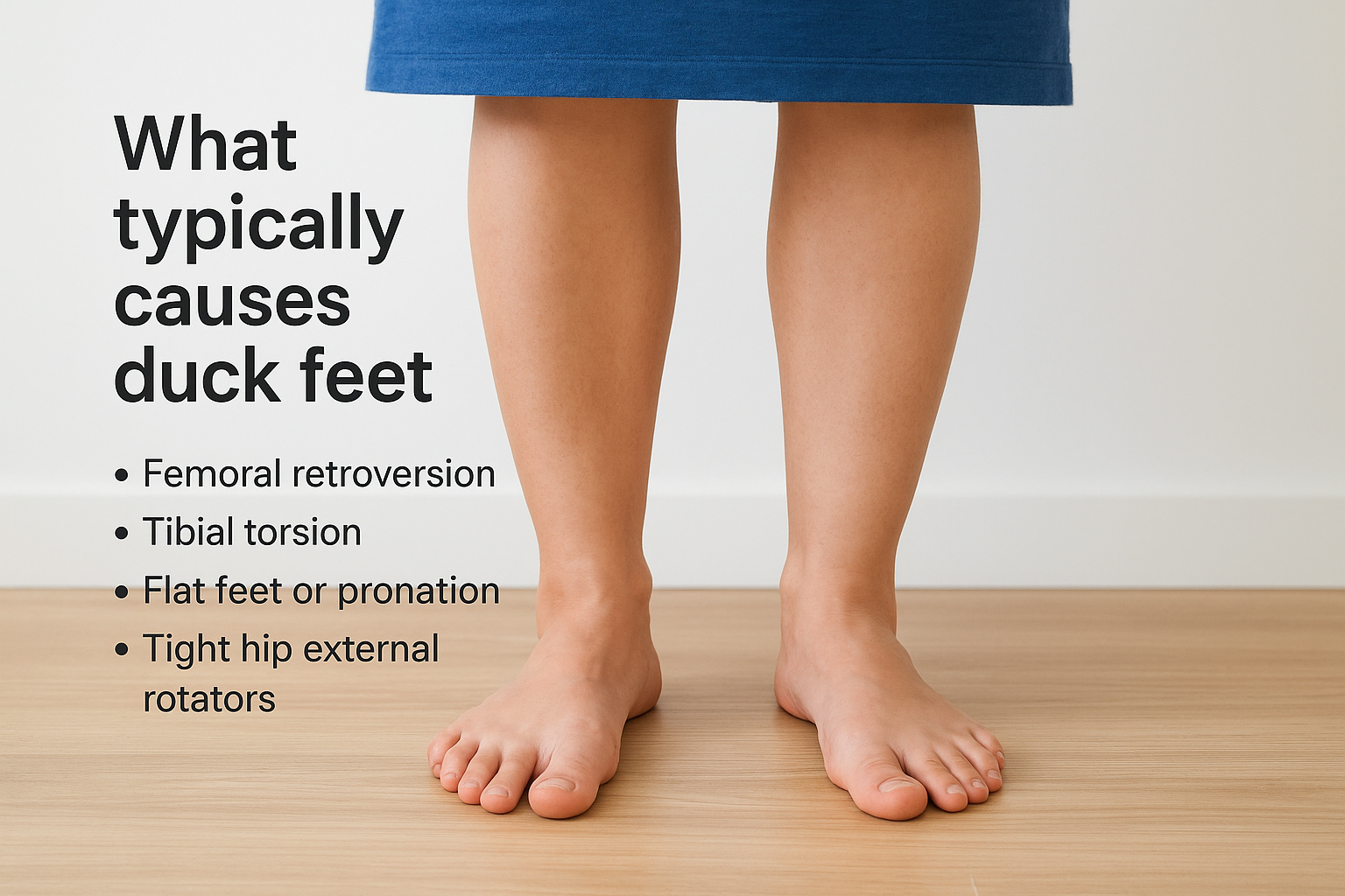 What typically causes duck feet