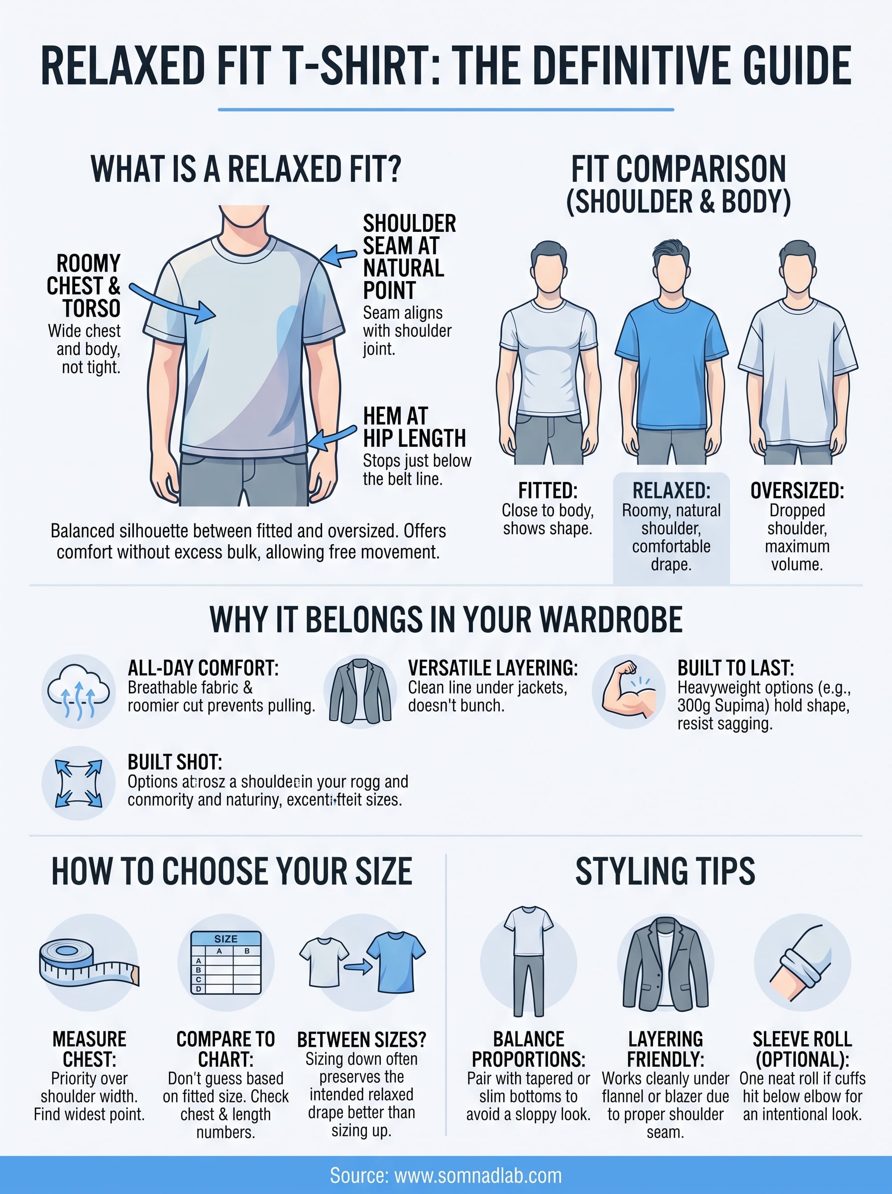 relaxed fit t-shirt infographic