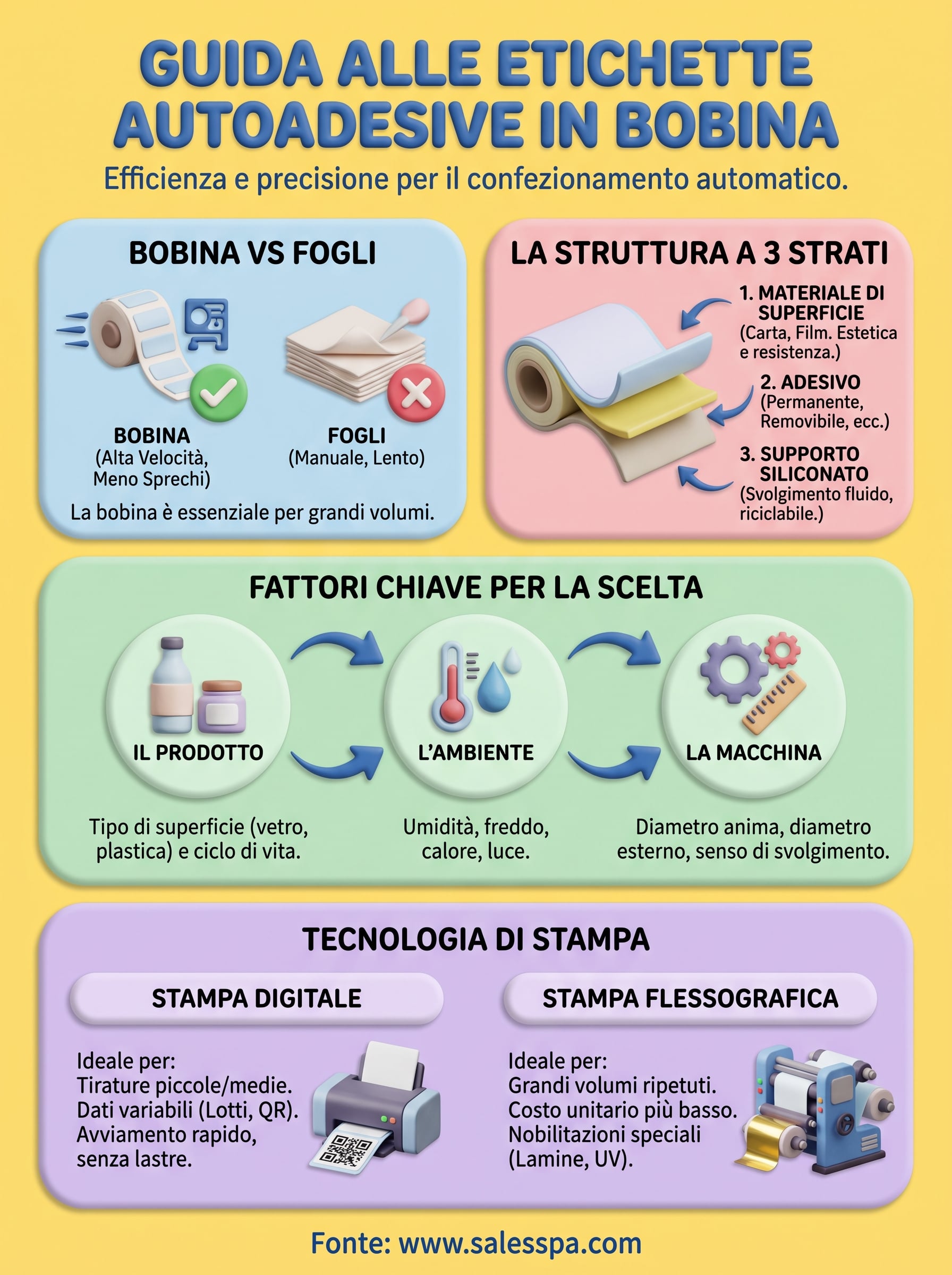 etichette autoadesive in bobina infographic