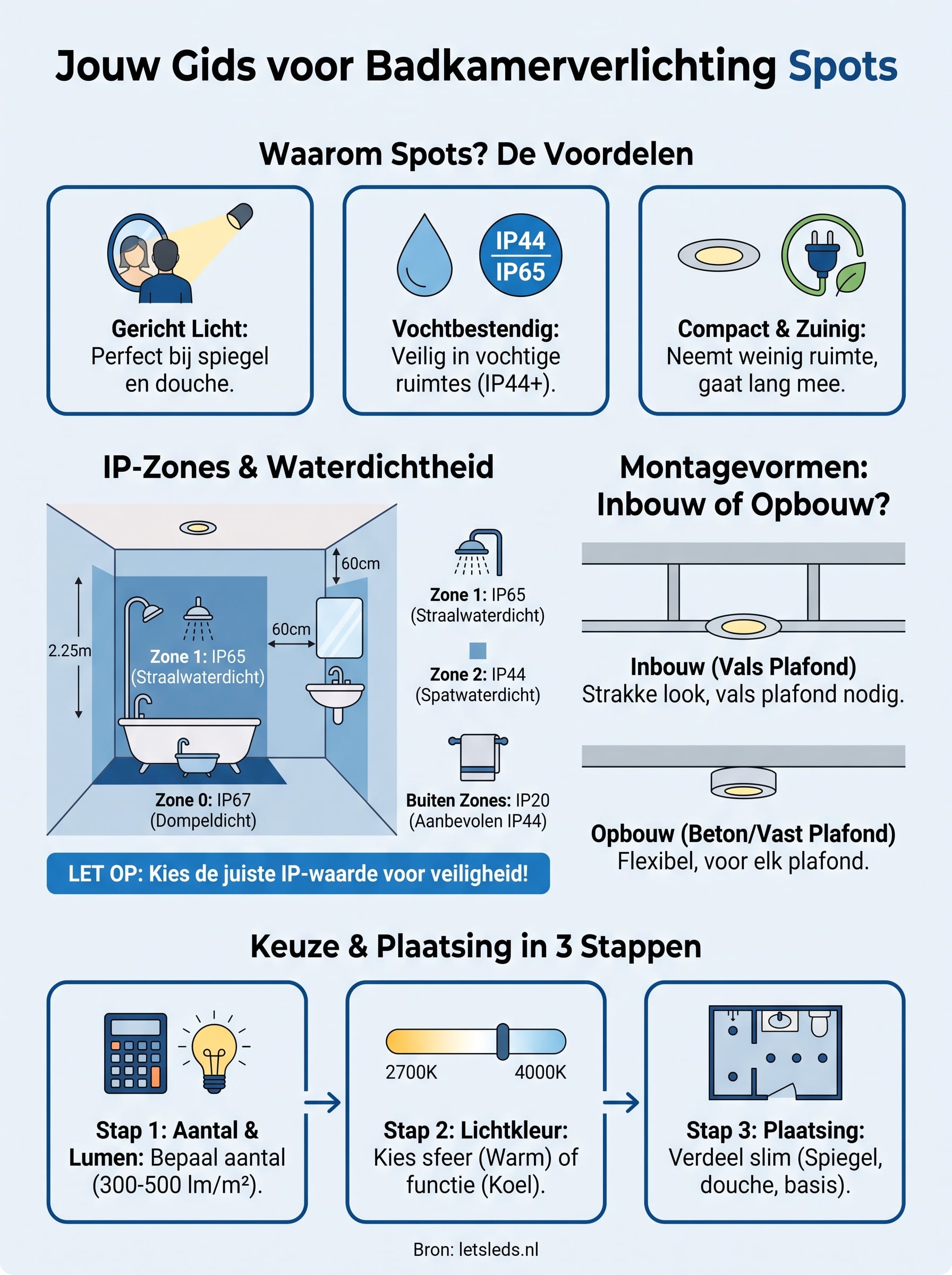 badkamerverlichting spots infographic