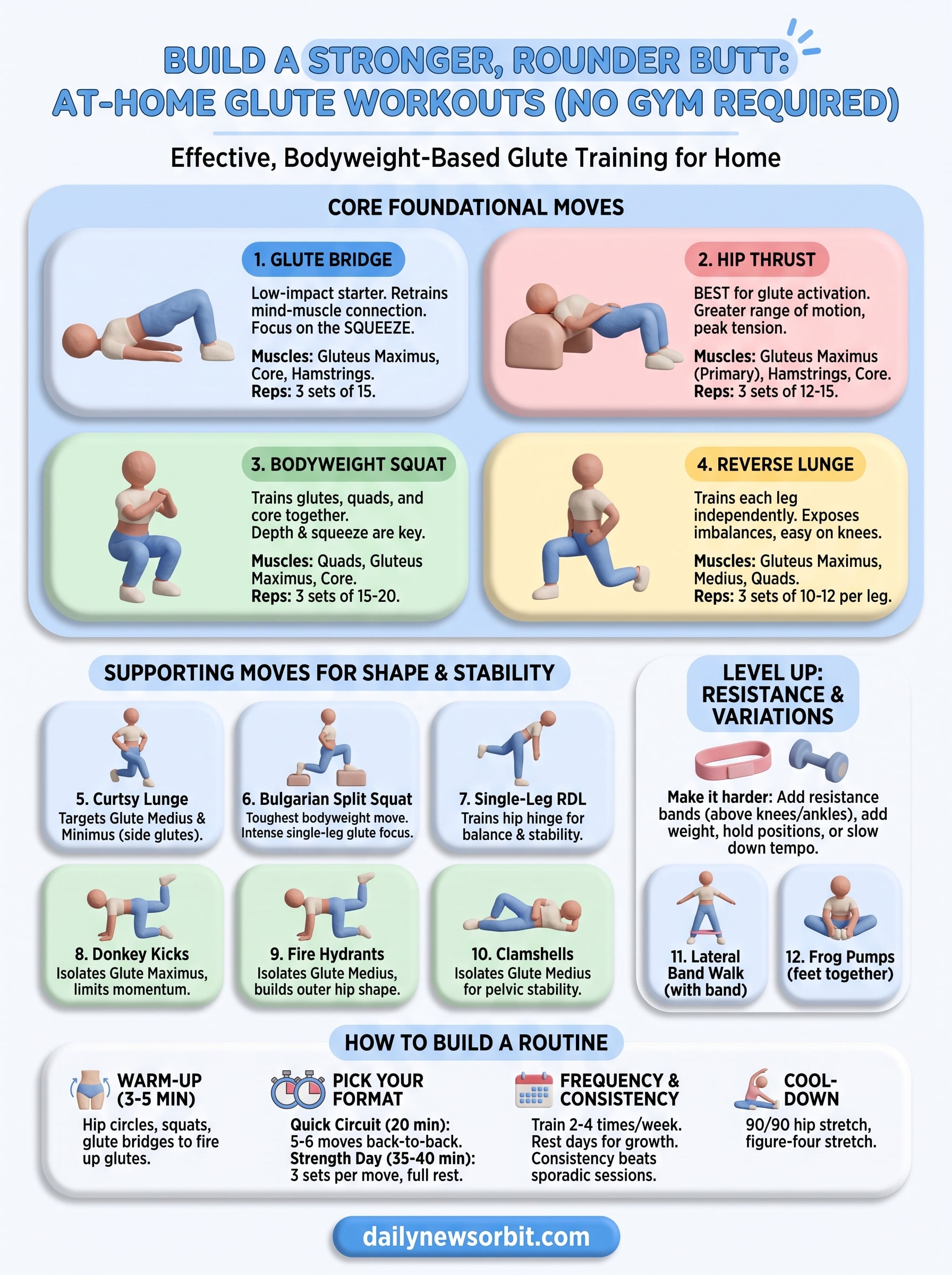 glutes workouts at home infographic