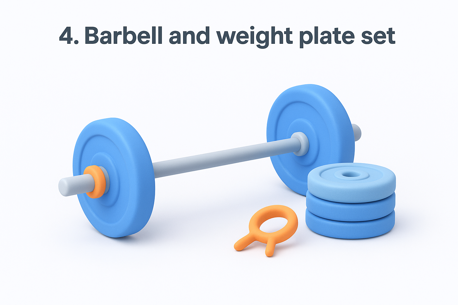 4. Barbell and weight plate set