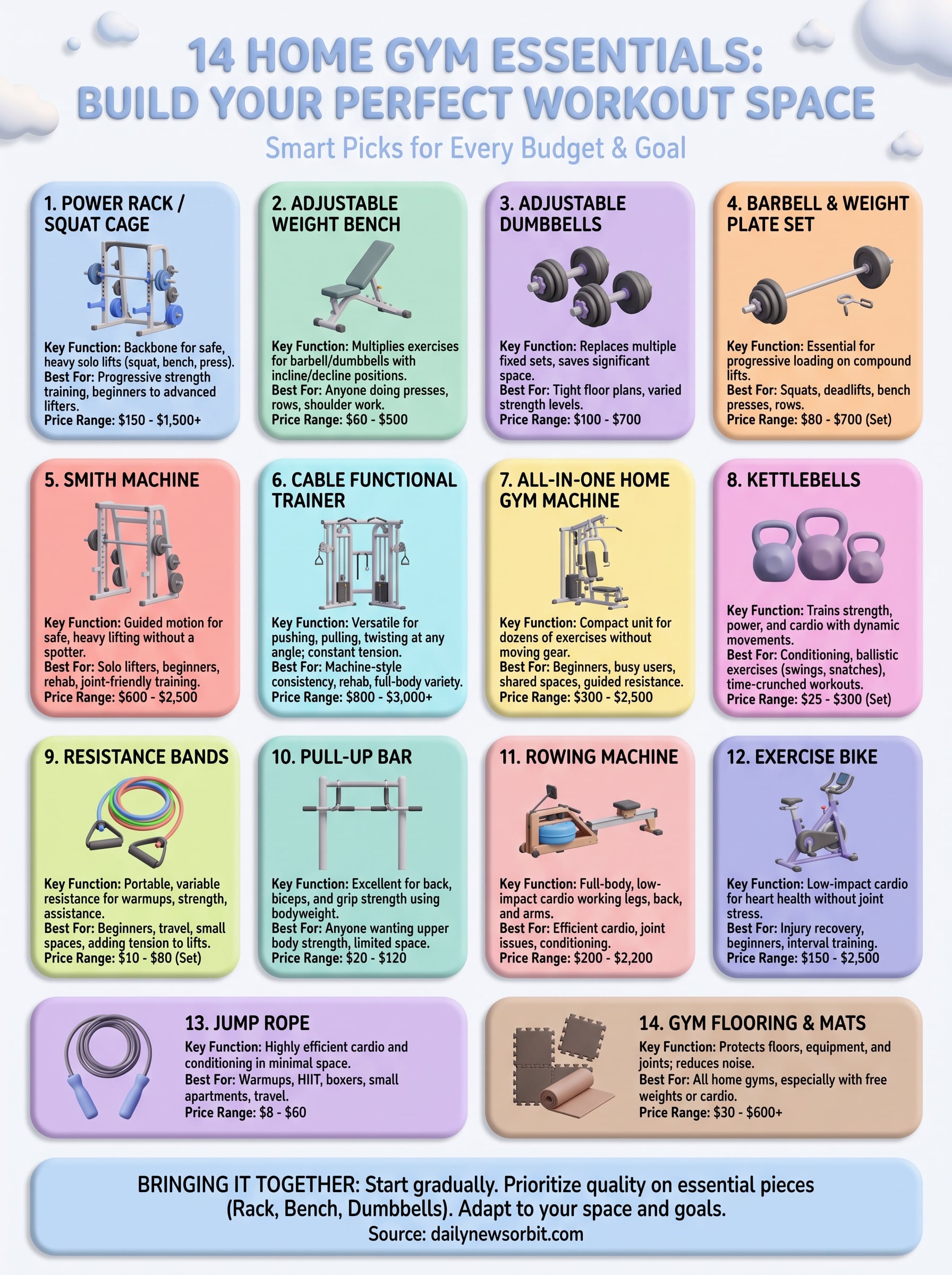 home gym gym equipment infographic