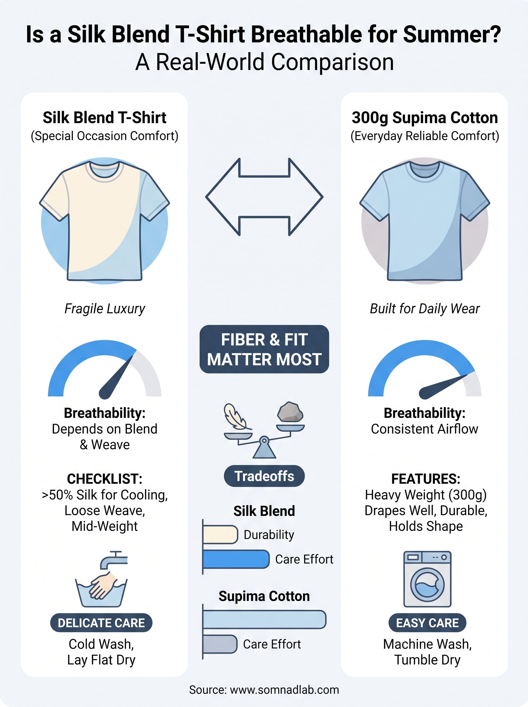 silk blend t-shirt infographic