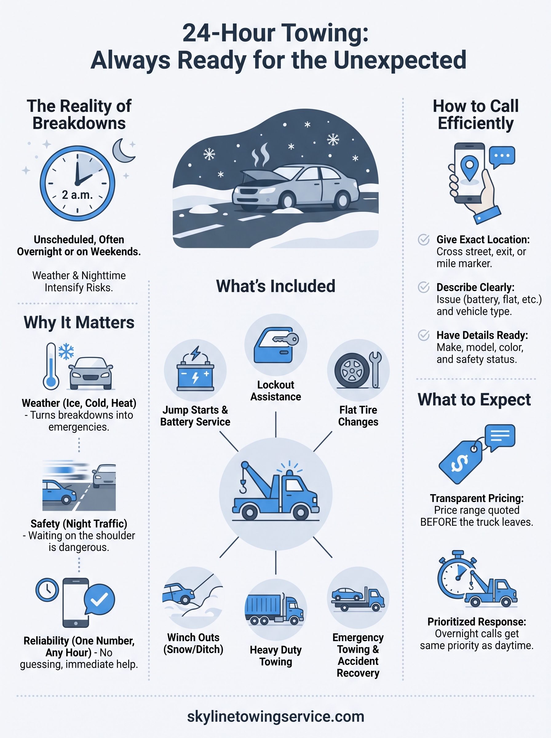 24 hour towing service infographic