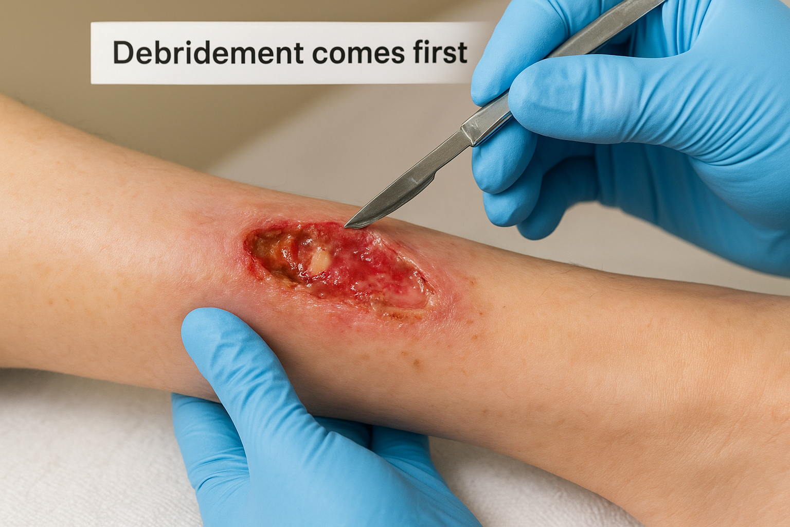 Debridement comes first