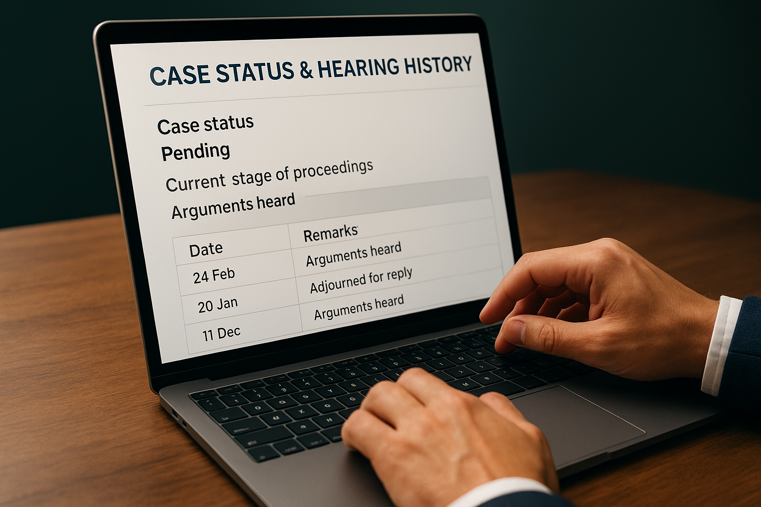 Step 4. Read the case status and hearing history