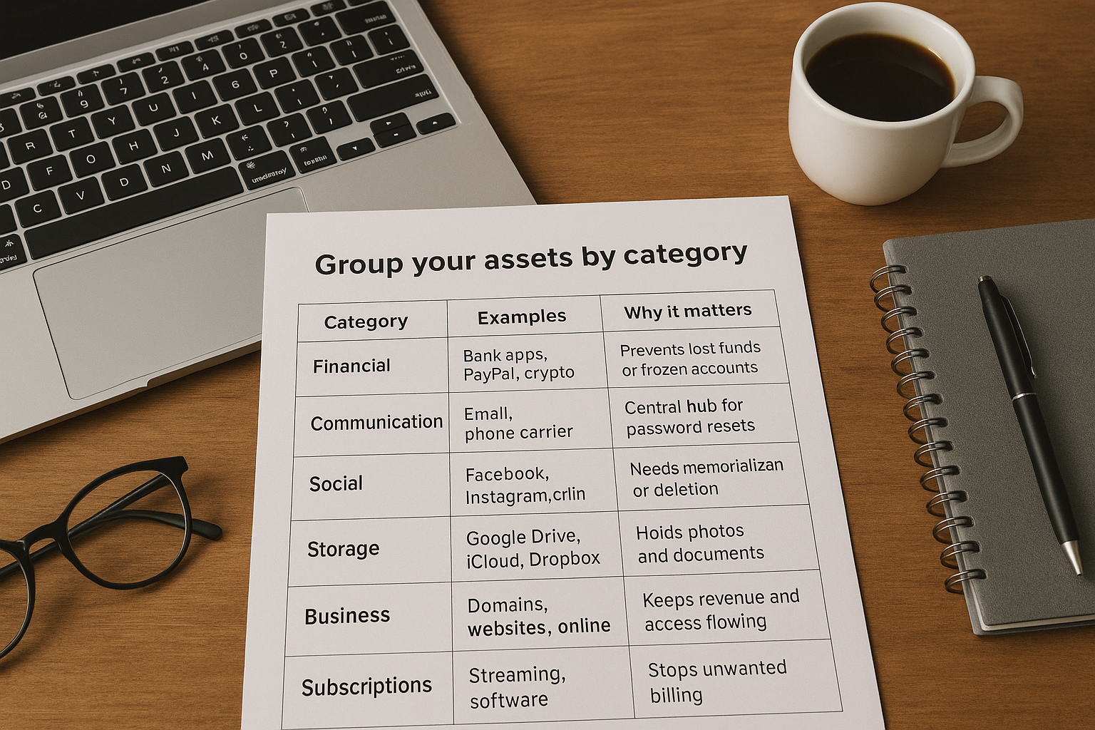 Group your assets by category