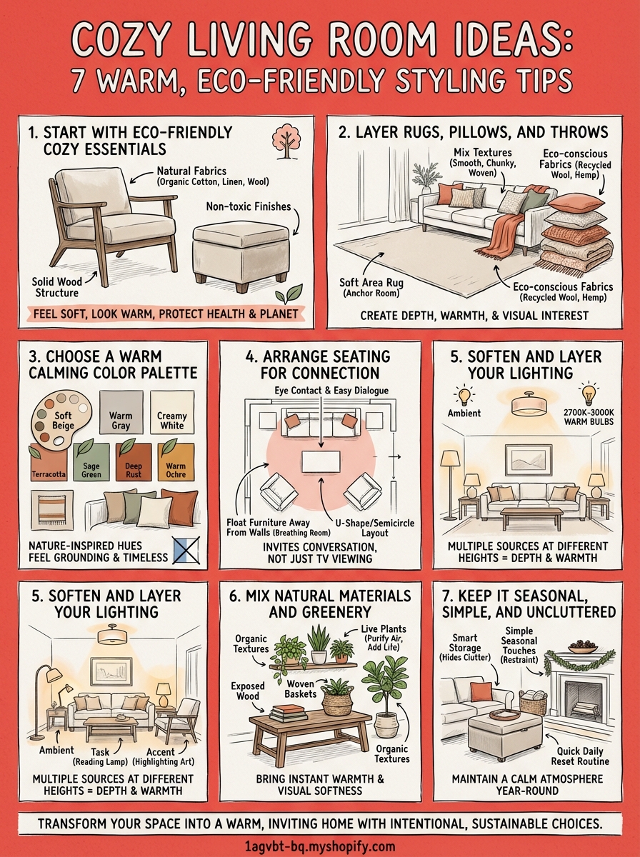 cozy living room ideas infographic