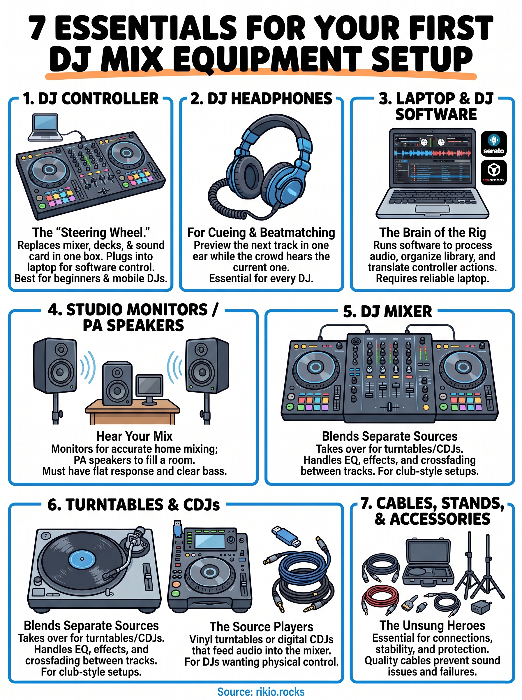 dj mix equipment infographic