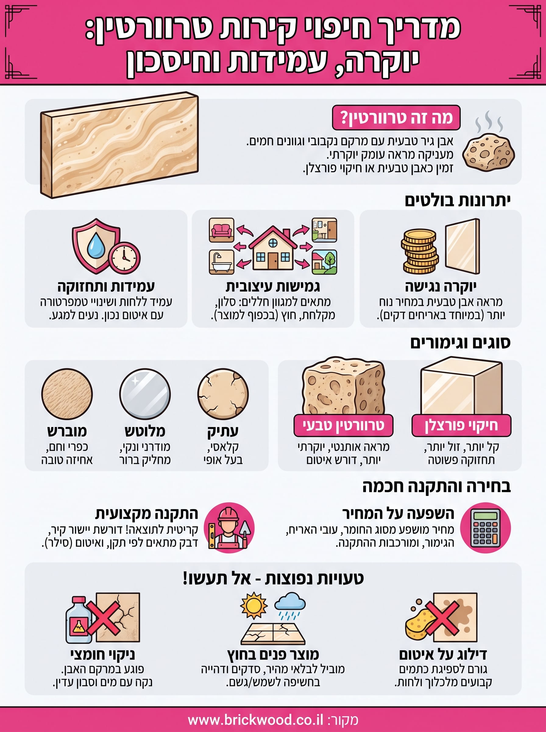 חיפוי קירות טרוורטין infographic