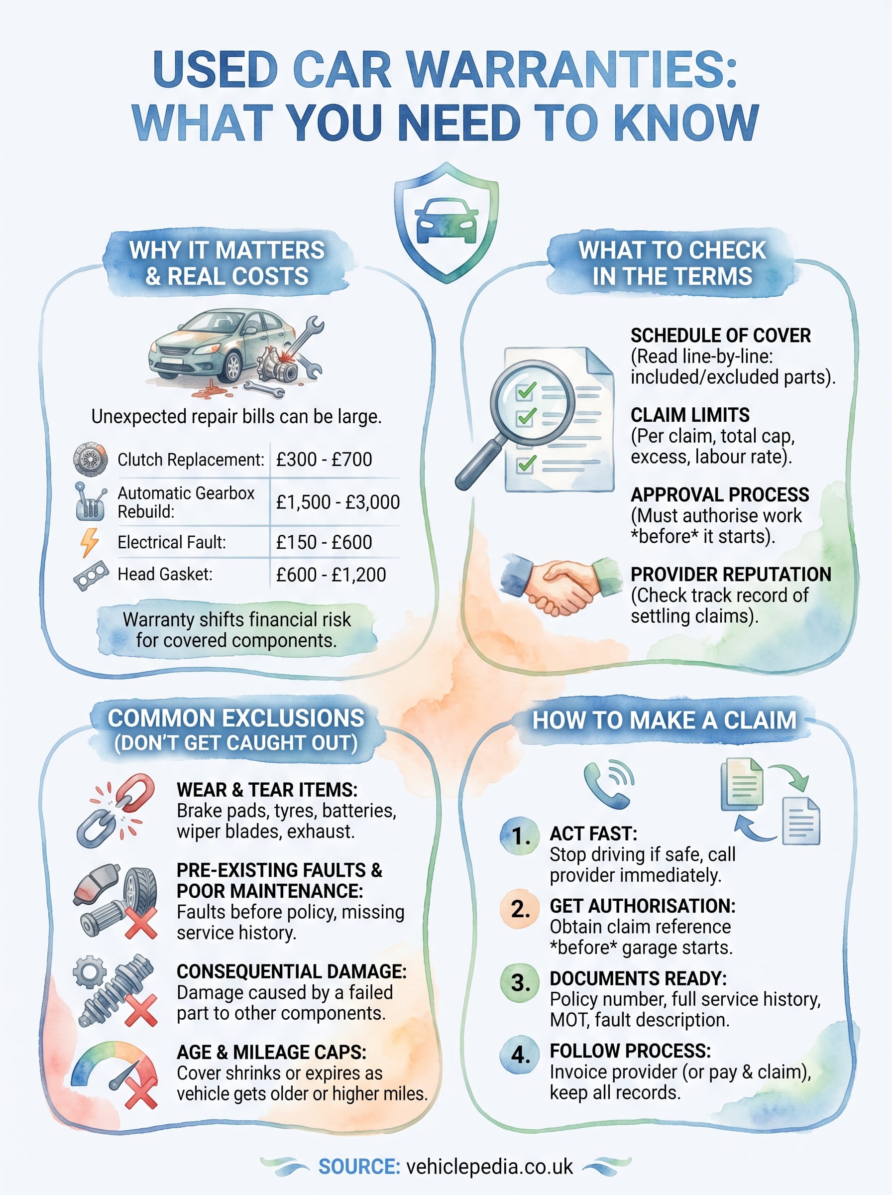 used car warranty what does it cover infographic