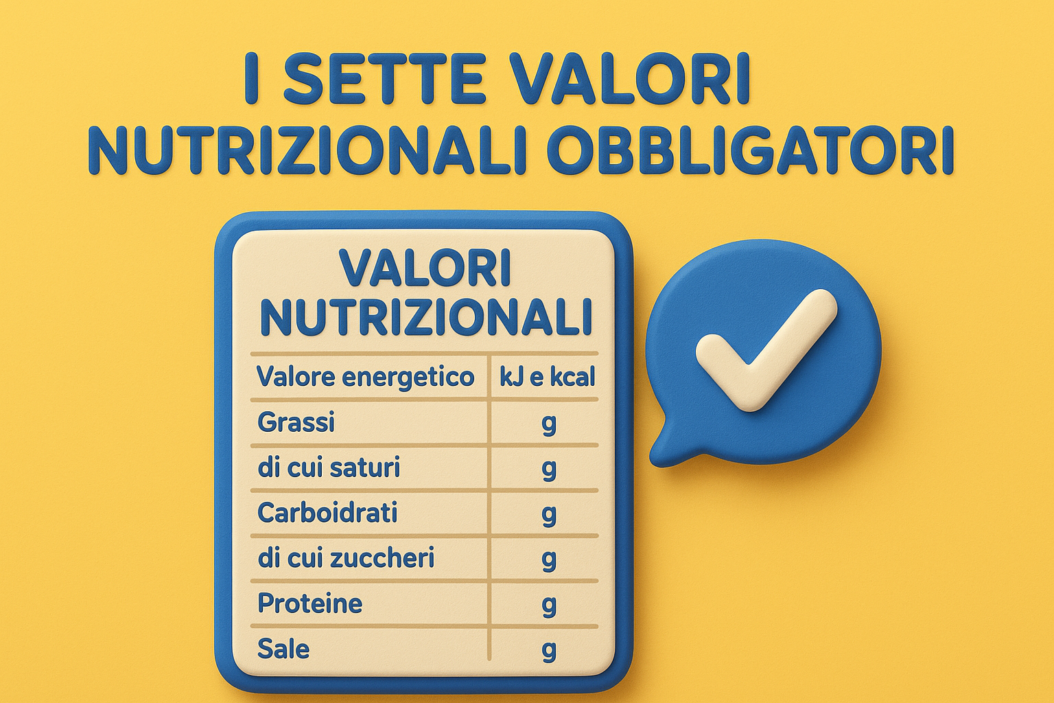 I sette valori nutrizionali obbligatori