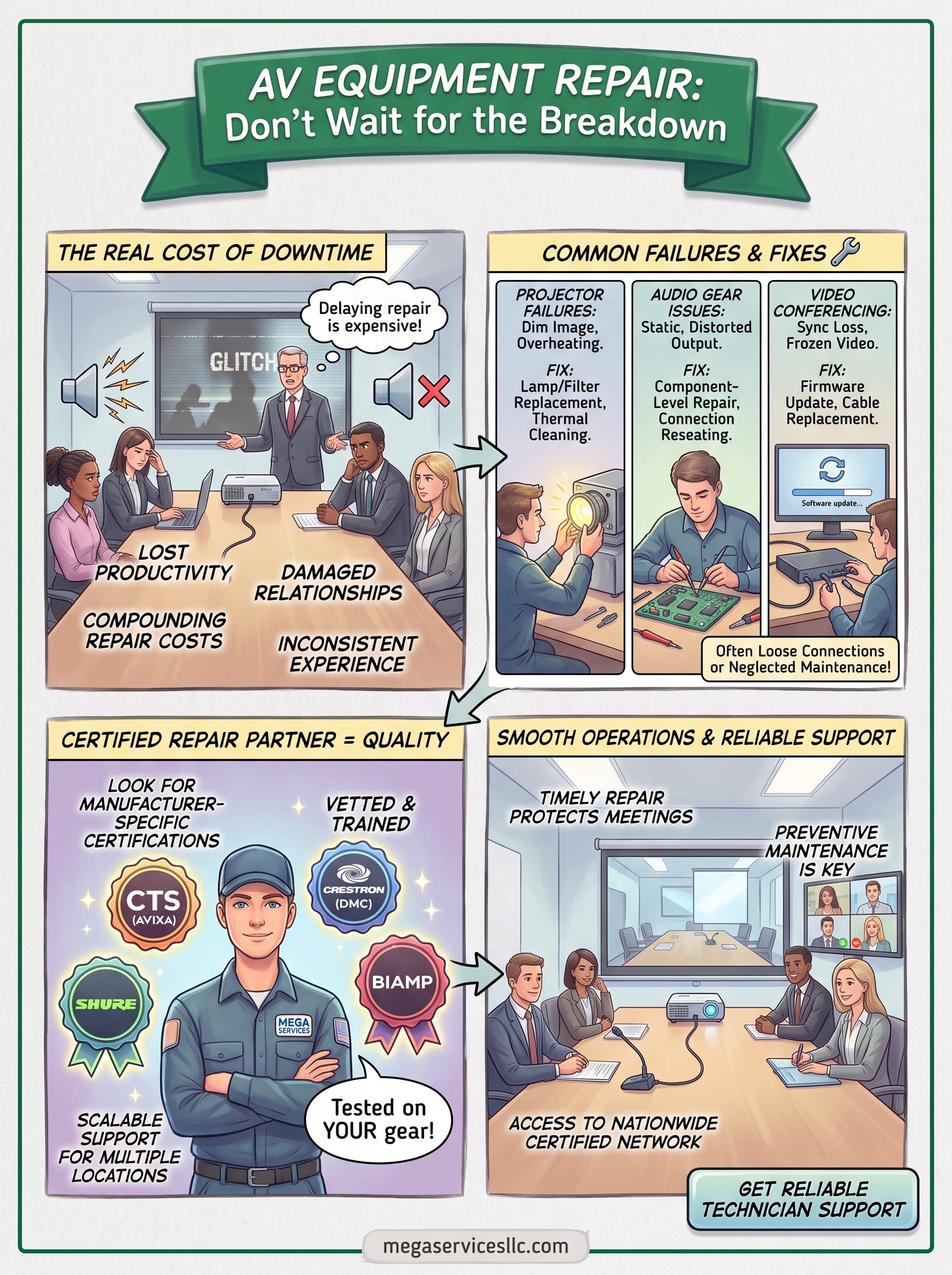 av equipment repair infographic