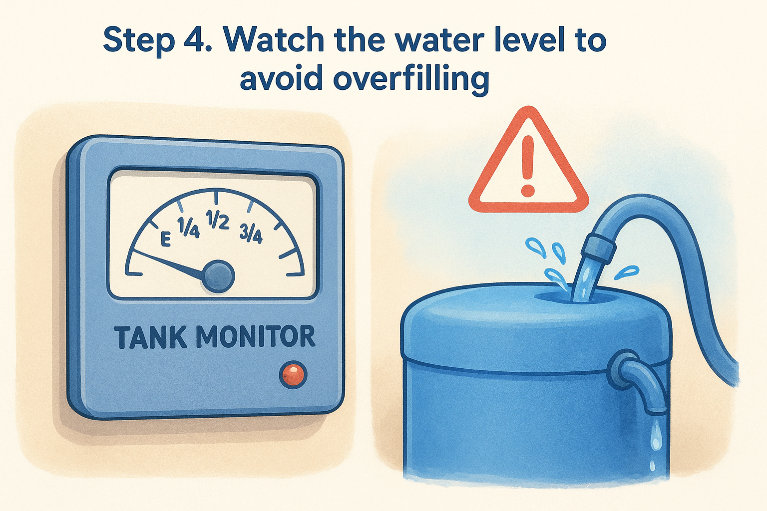 Step 4. Watch the water level to avoid overfilling