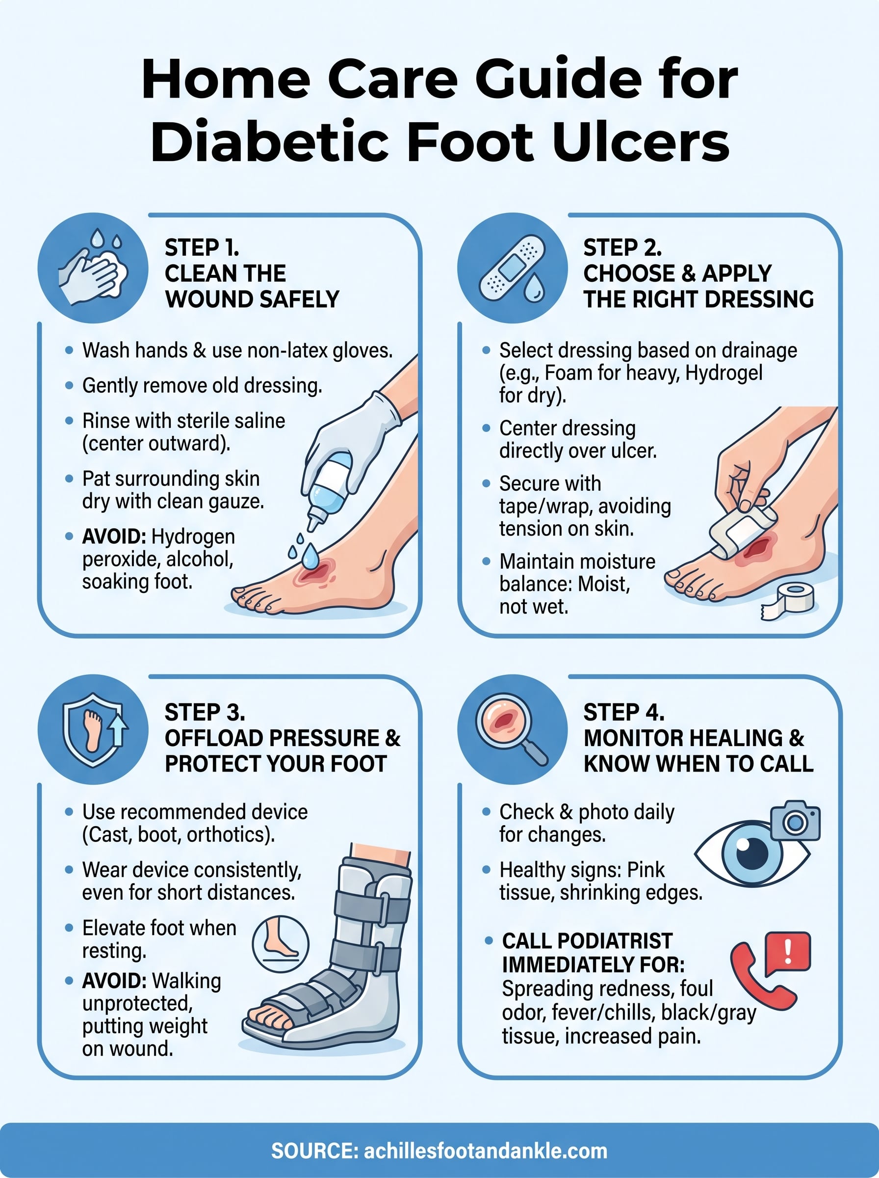 home care for diabetic foot ulcer infographic