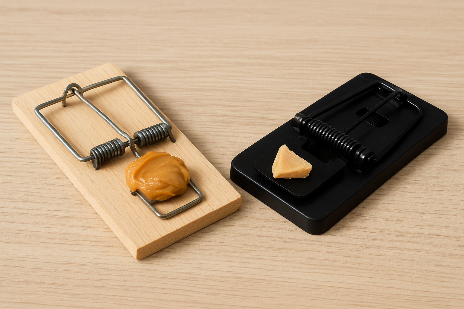 1. Classic wooden and plastic snap traps