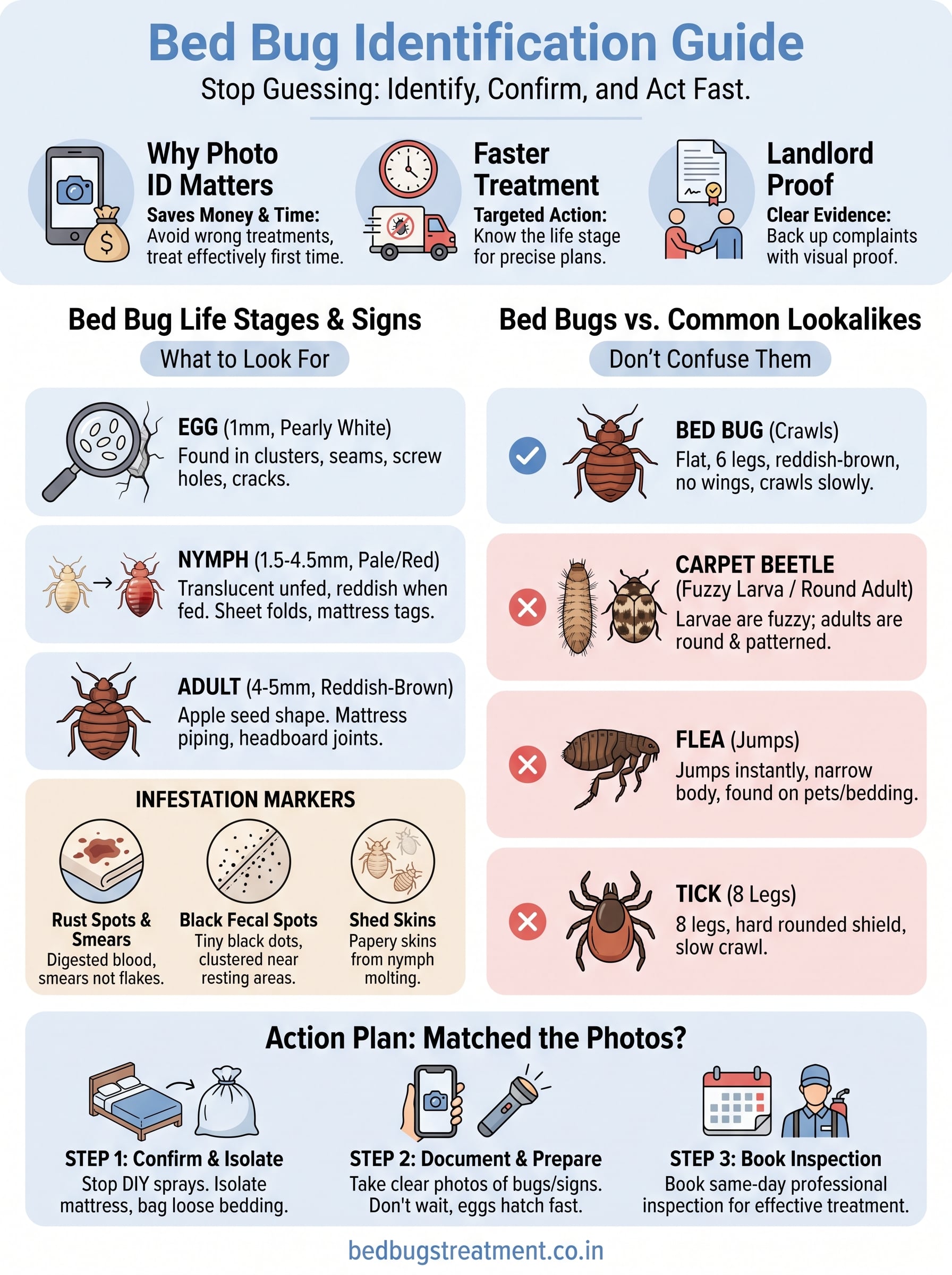 Bed Bugs in Bed: Images to Identify an Infestation 3 bed bugs in bed images infographic