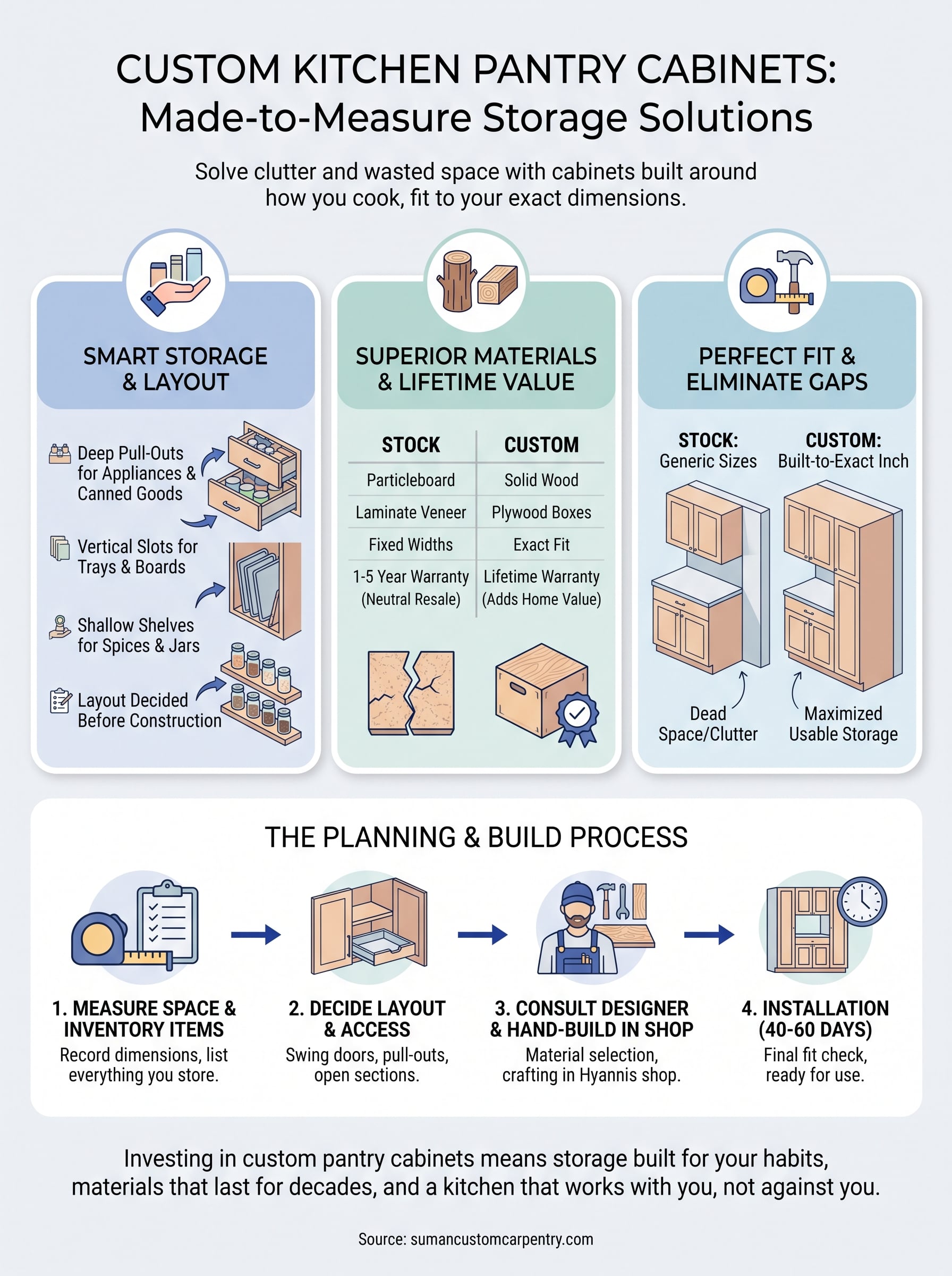 custom kitchen pantry cabinets infographic