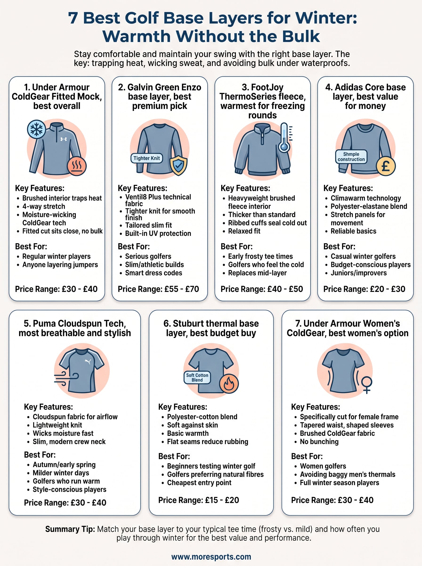 golf base layer clothing infographic