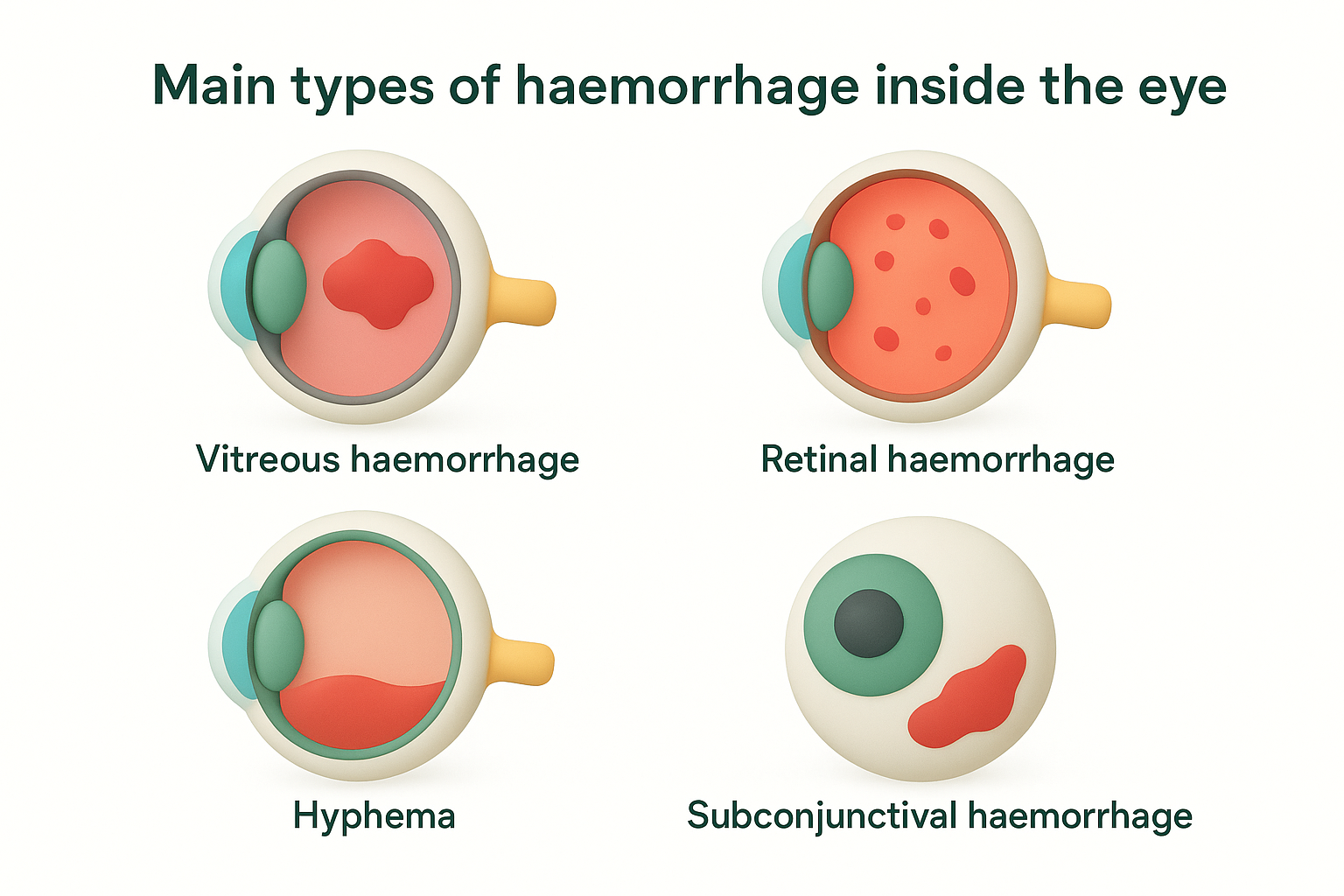 Main types of haemorrhage inside the eye