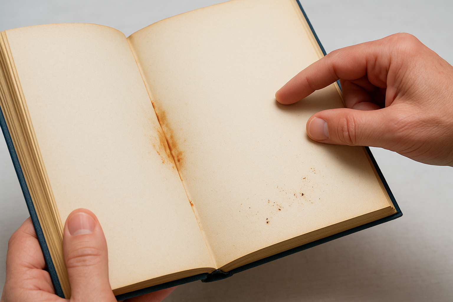 Step 2. Inspect pages and covers for stains