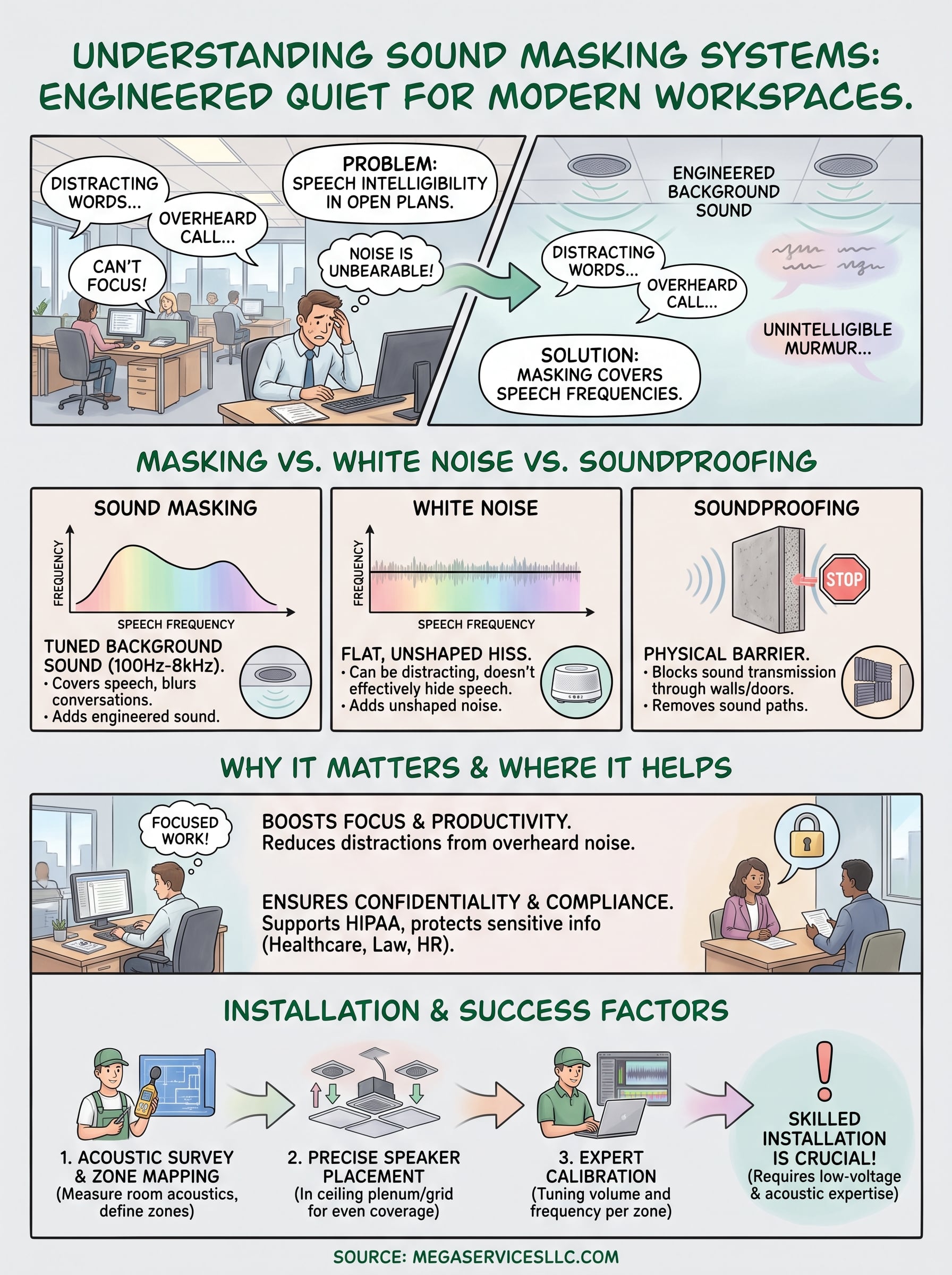what is a sound masking system infographic