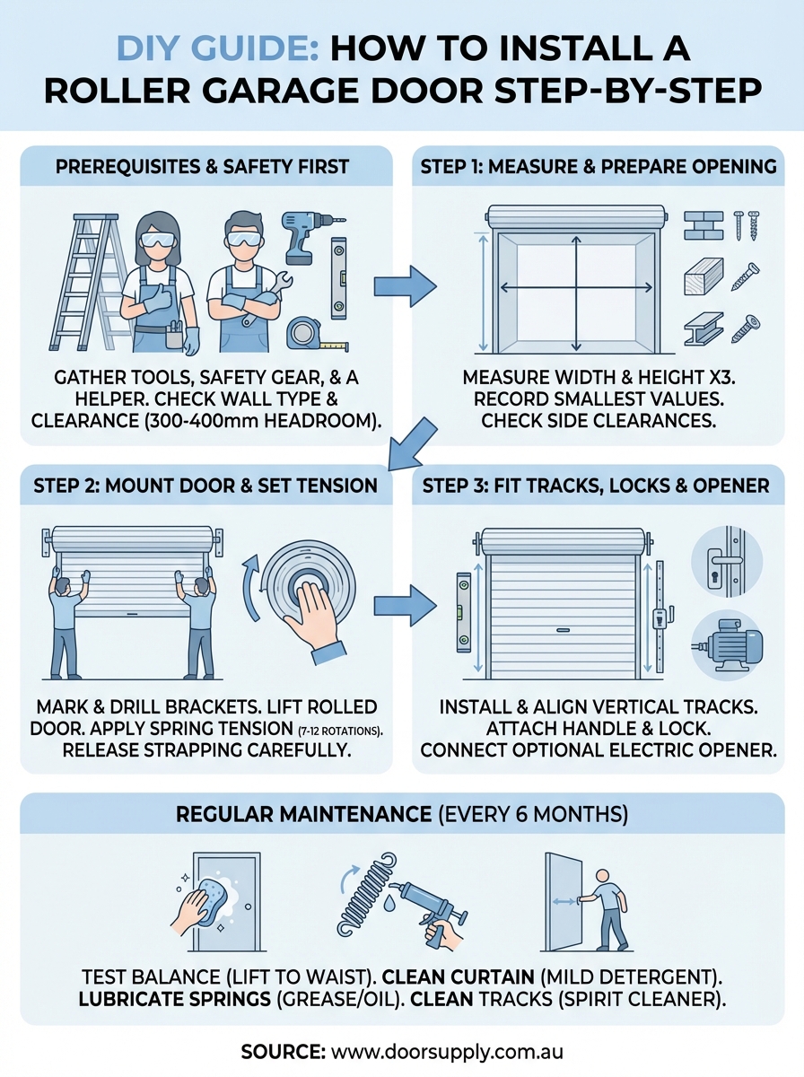 how to install a roller garage door infographic