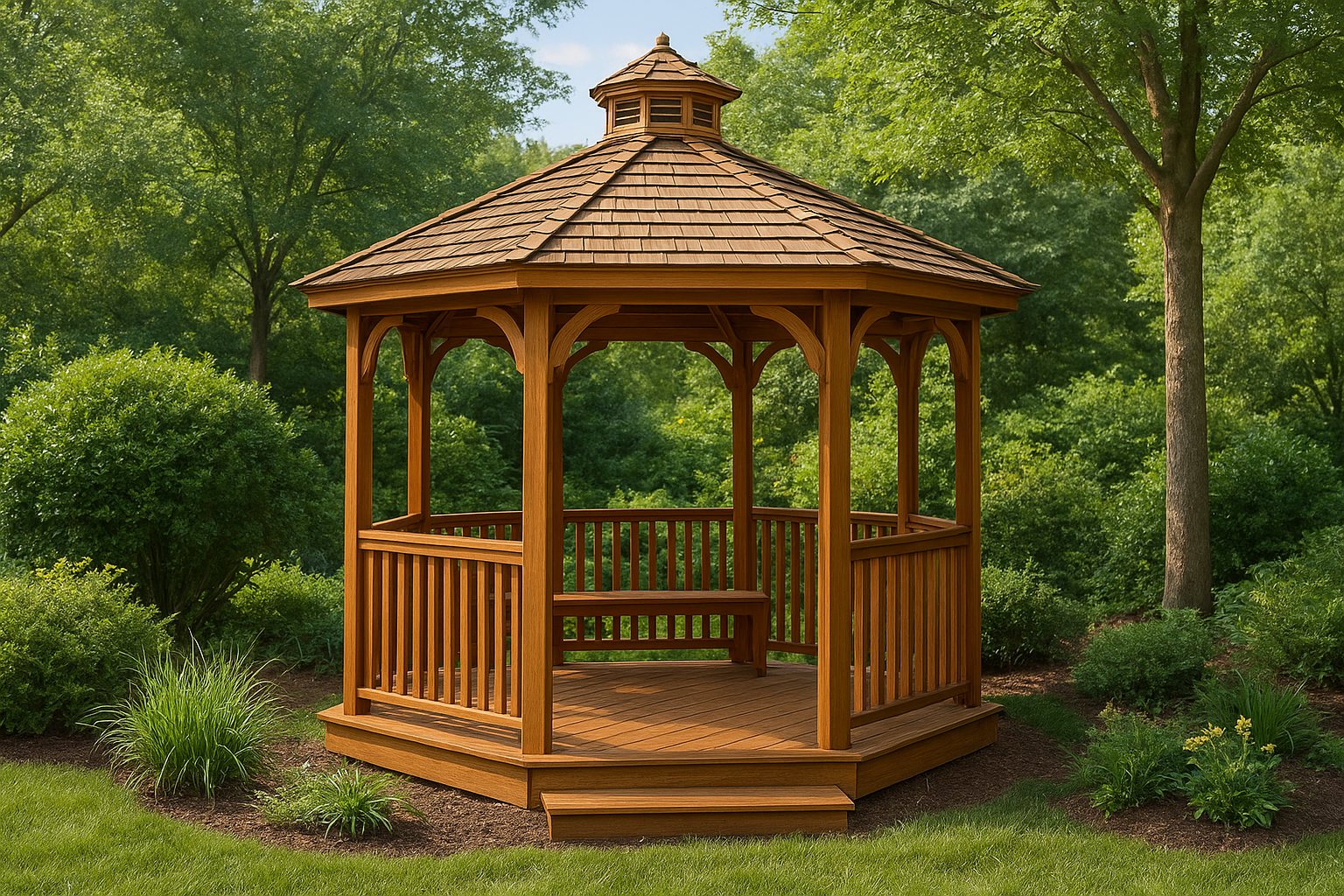 Wood gazebos for natural appeal